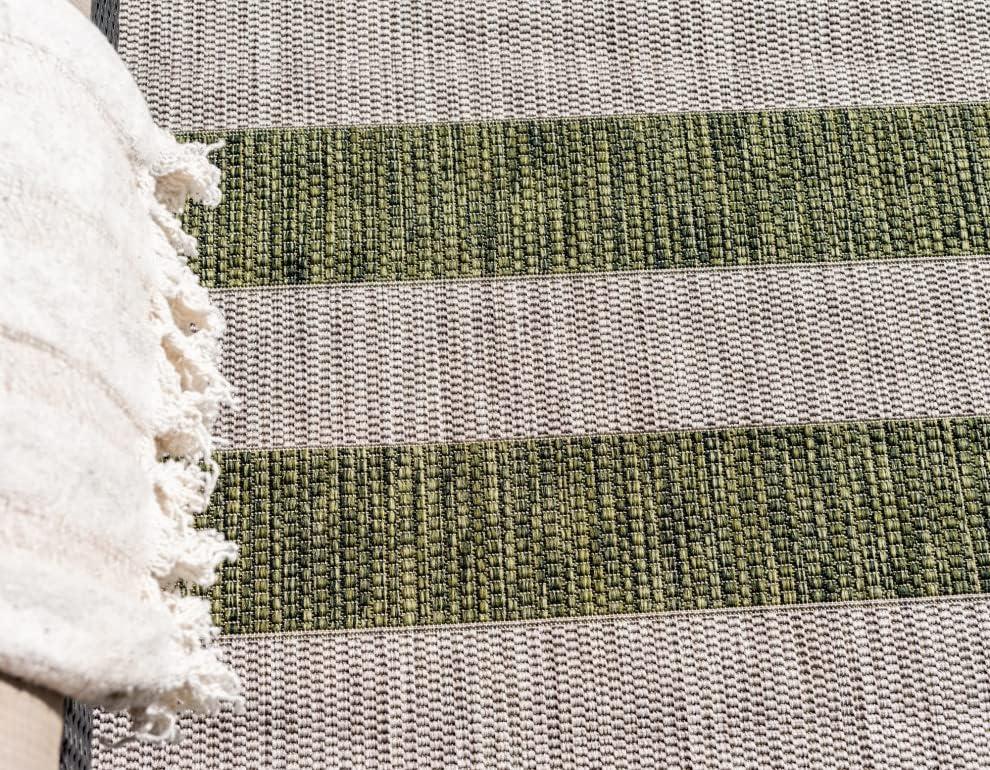 Unique Loom Outdoor Striped Distressed Stripe Striped Woven Area Rug