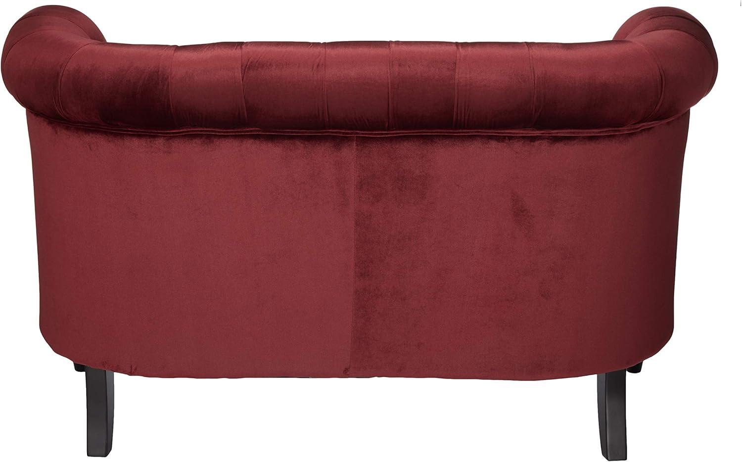 Milani Scroll Arm Loveseat Garnet: Tufted, Nailhead Trim, Polyester Upholstery - Christopher Knight Home