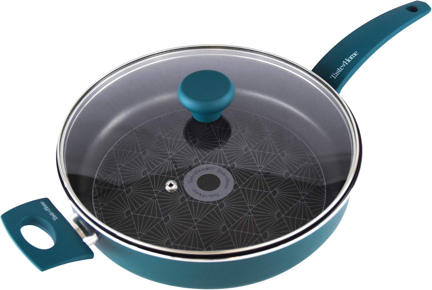 Sea Green 4-Quart Non-Stick Aluminum Sauté Pan with Lid