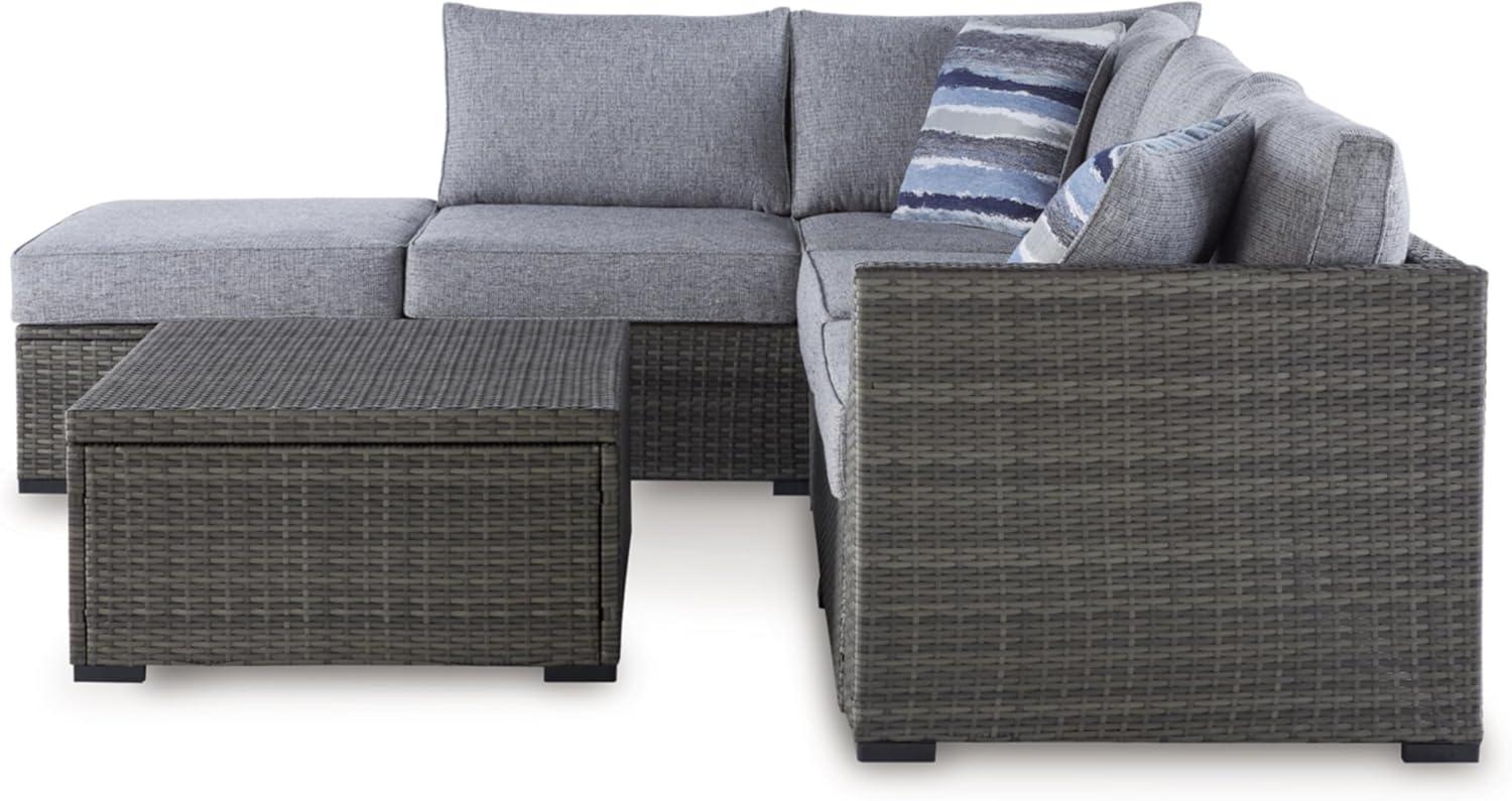 Ashley Furniture Petal Road Gray Outdoor Sectional/Ottoman/Table Set - Set of 4