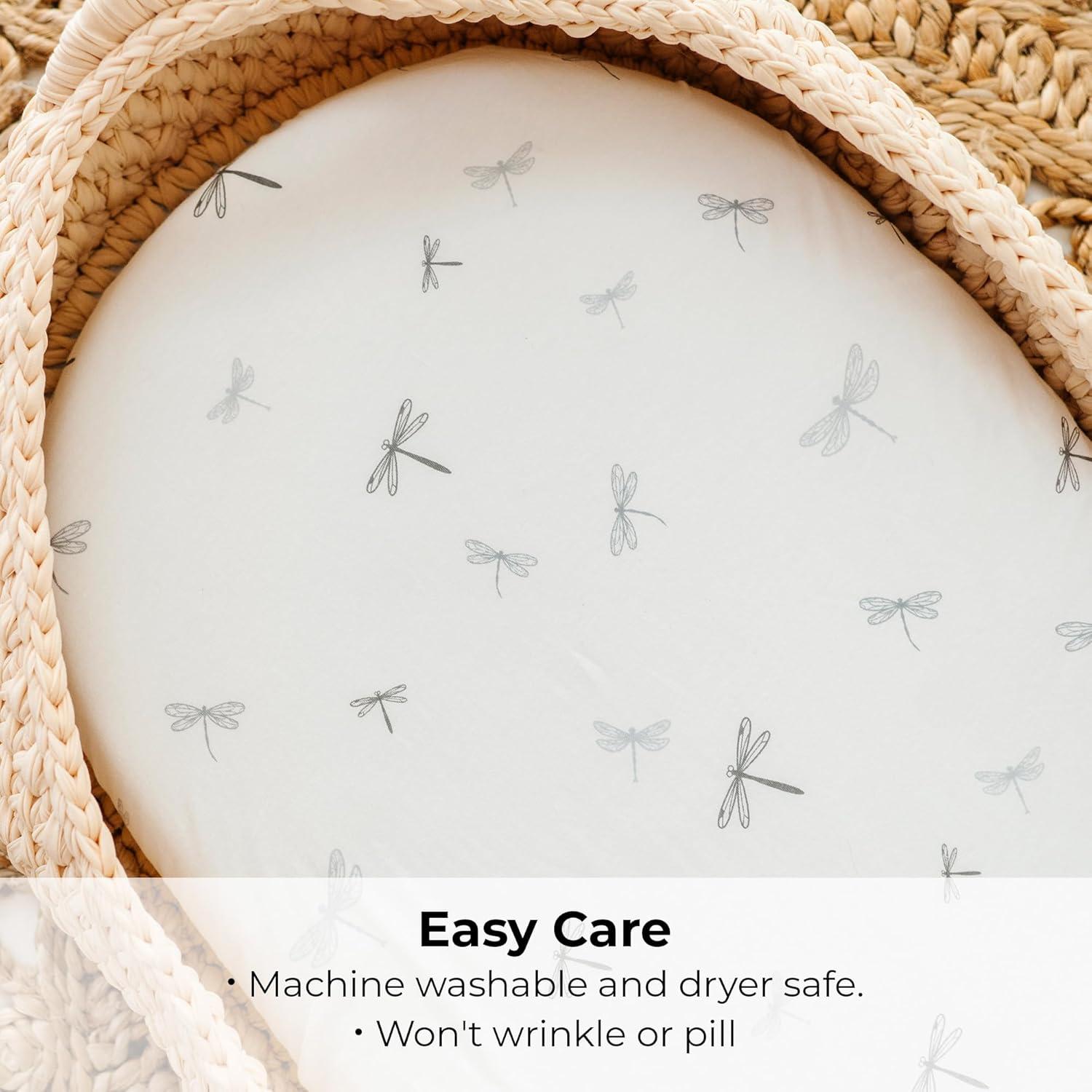 Ely's & Co. Baby Fitted Bassinet Sheet 100% Combed Jersey Cotton for Baby Boy 2 Pack