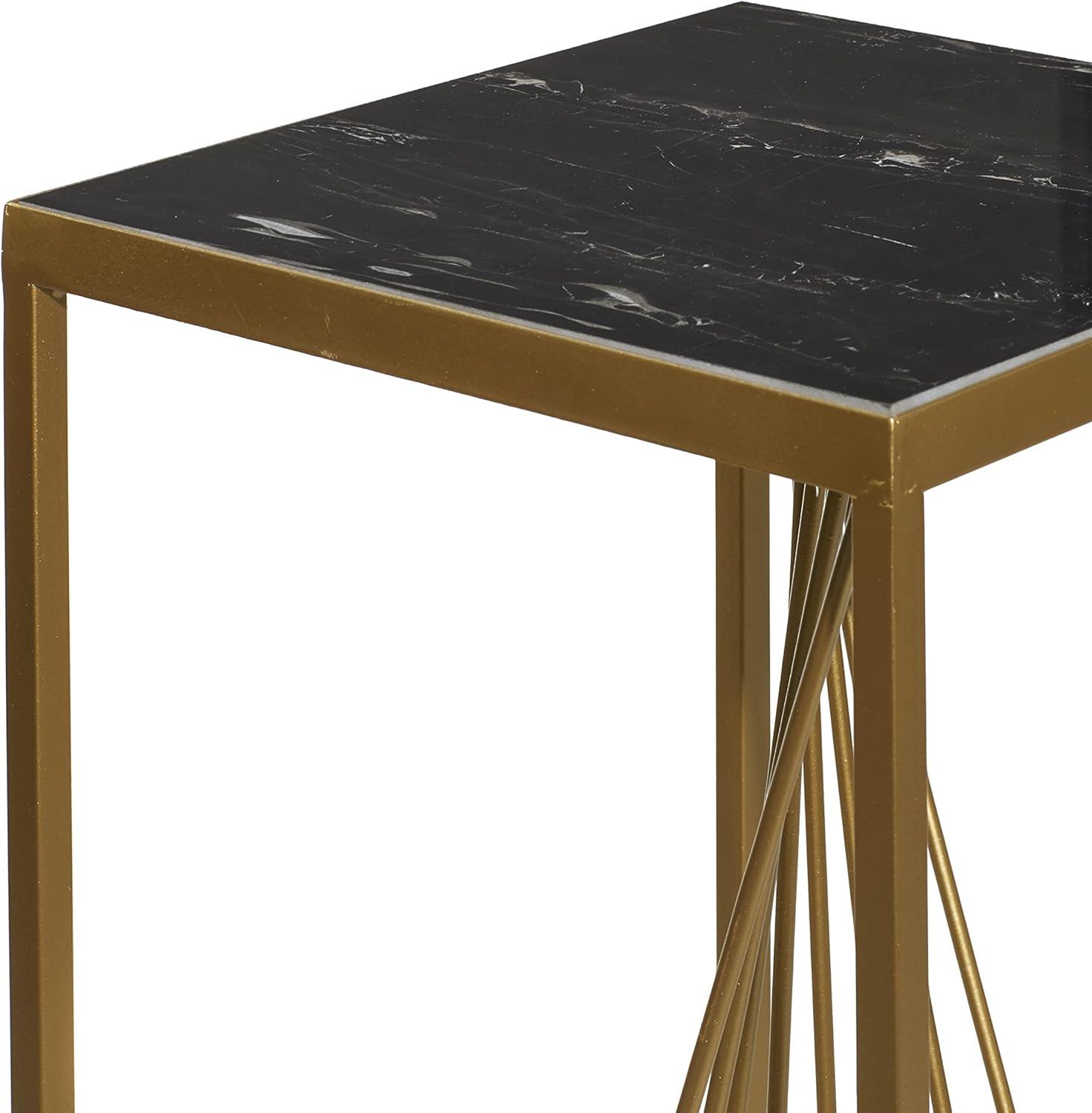 Set of 2 Contemporary Marble Accent Tables Gold - Olivia & May: No Assembly, Indoor Use, Metal Frame