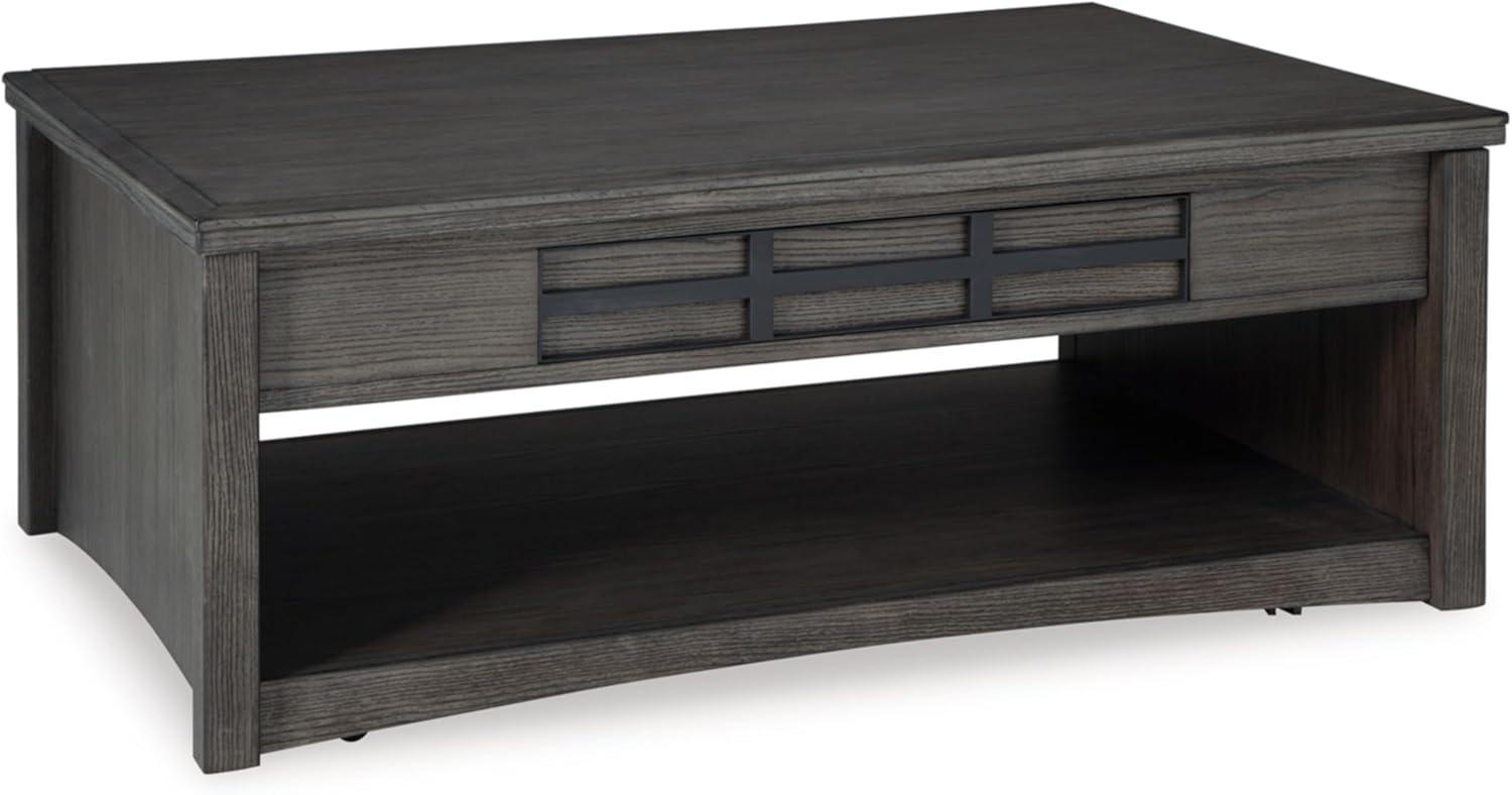 Gray Wood Lift-Top Coffee Table with Storage