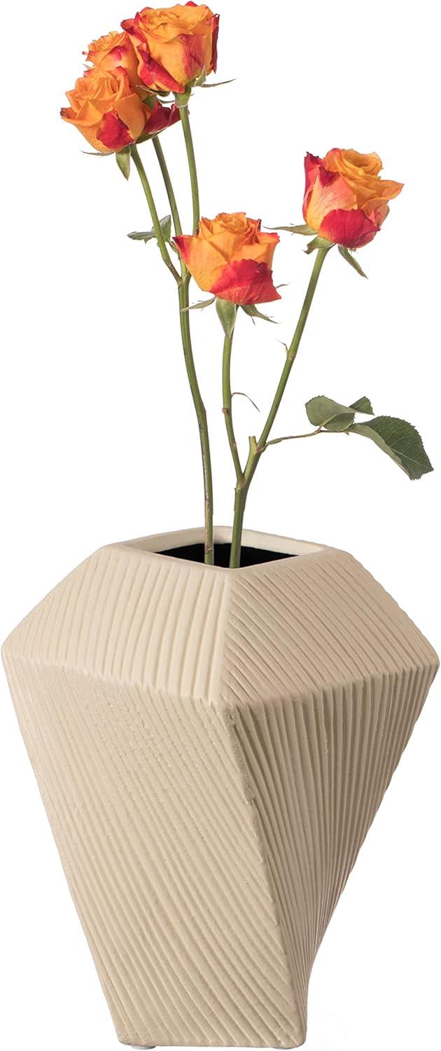 Uniquewise Decorative Ceramic Square Twisted Centerpiece Table Vase