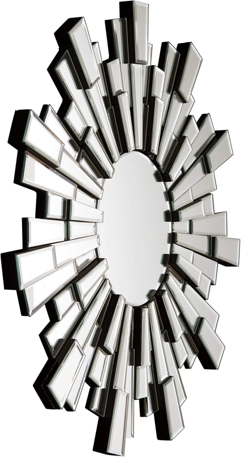 32" Silver Wood Framed Circular Accent Mirror