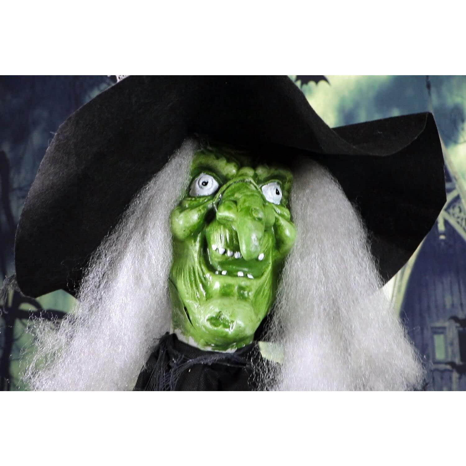 Haunted Hill Farm Lifesize Witch Prop with Lights and Sound, Indoor/Covered Outdoor Halloween Decoration