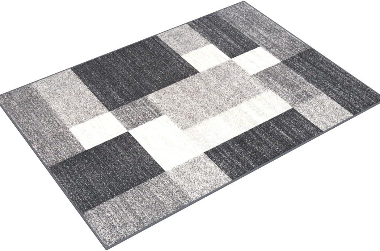 World Rug Gallery Modern Boxes Design Non-slip (Non-skid) Gray 3'3" x 5' Area Rug