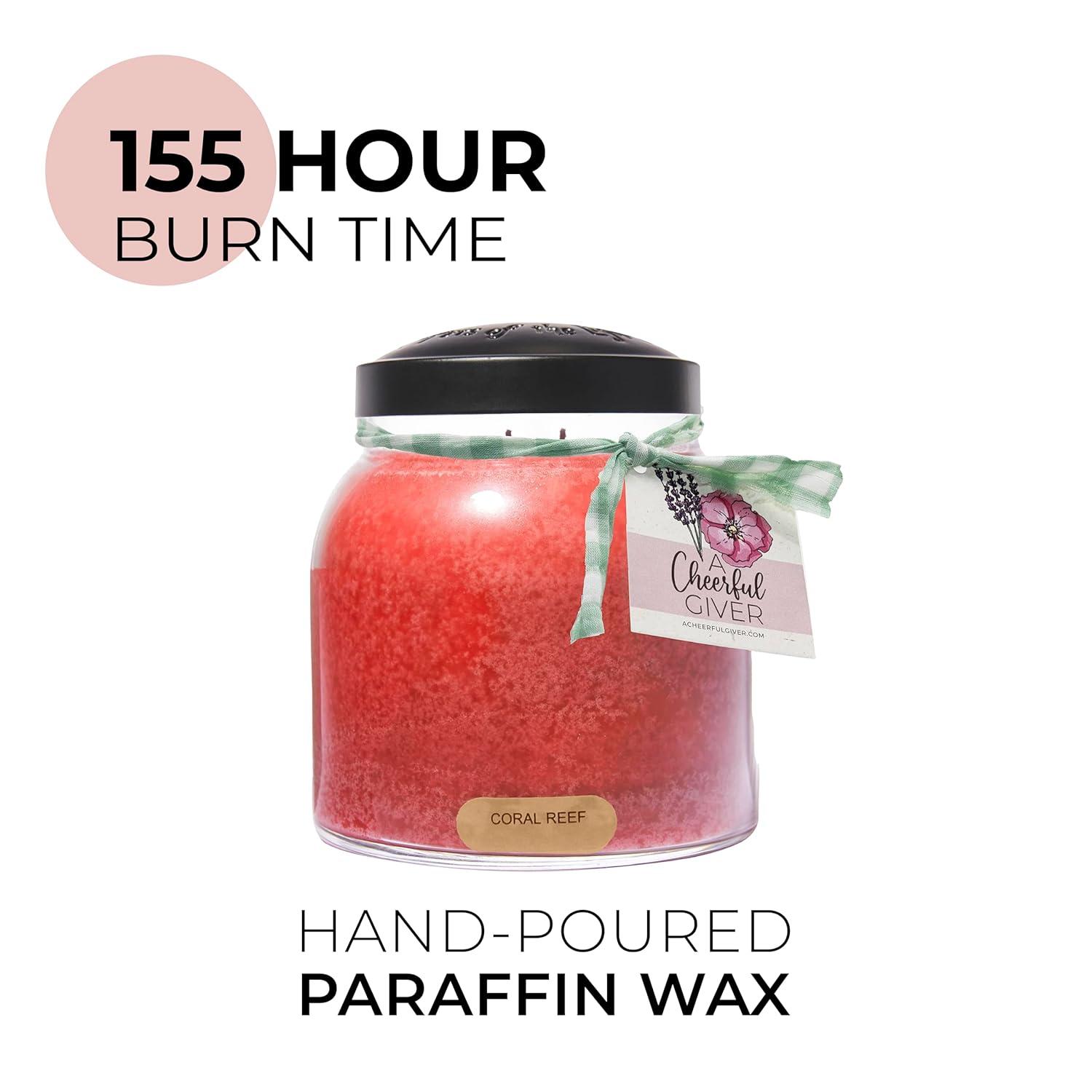 A Cheerful Giver - Coral Reef - 34oz Papa Scented Candle Jar with Lid - Keepers of The Light - 155 Hours of Burn Time, Gift Candle, Red