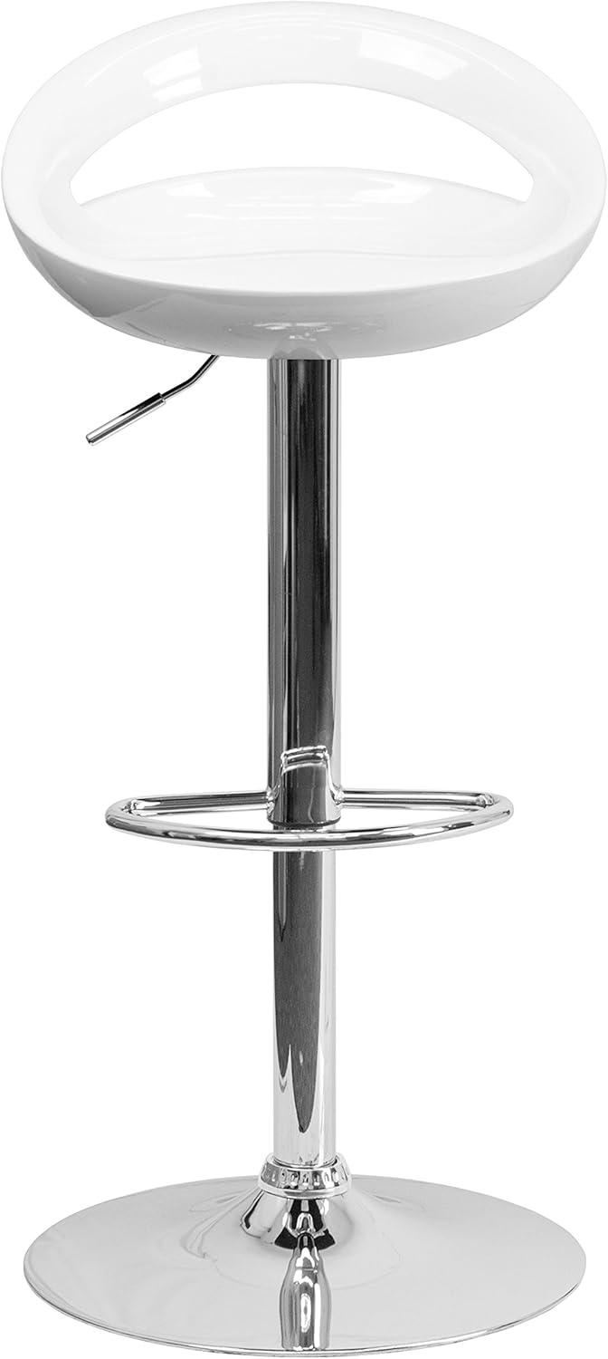 Flash Furniture Plastic Adjustable Height Barstool, Set of 1, White