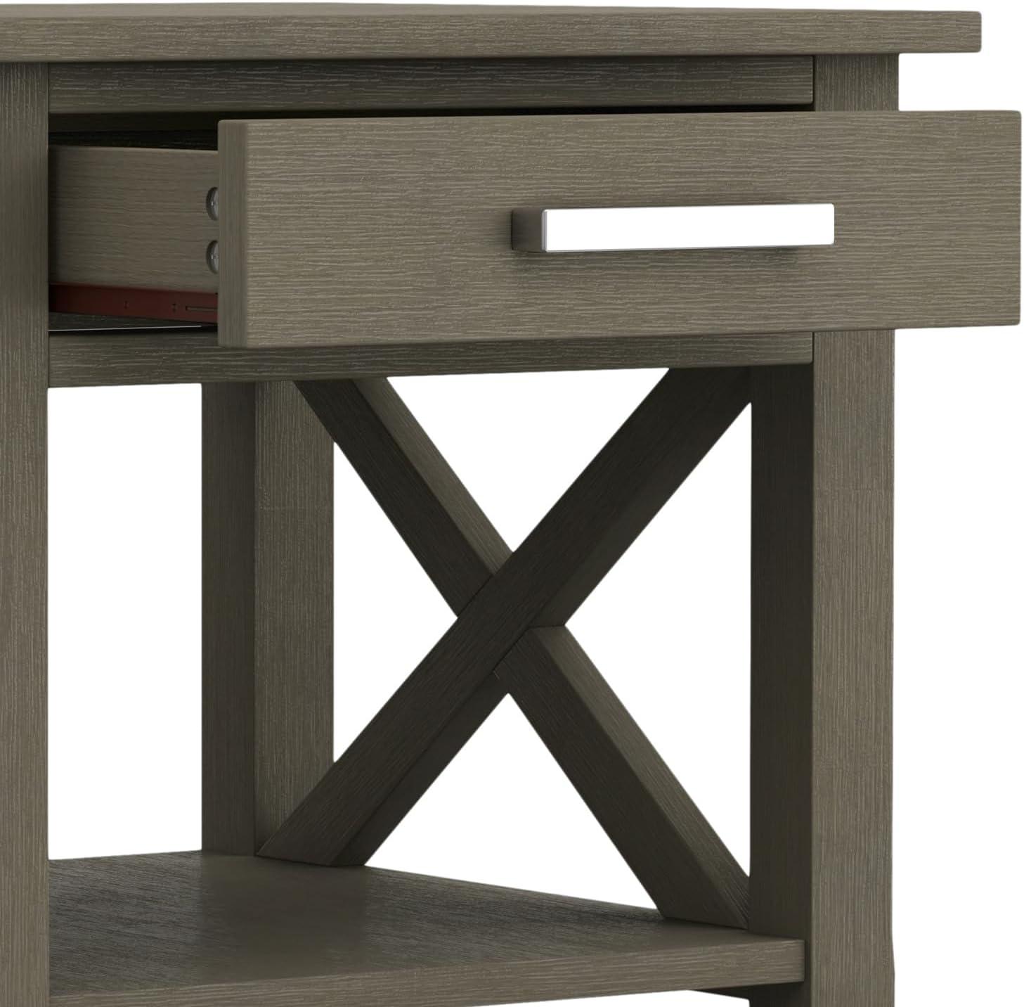 Simpli Home Kitchener Square End Table in Farmhouse Gray