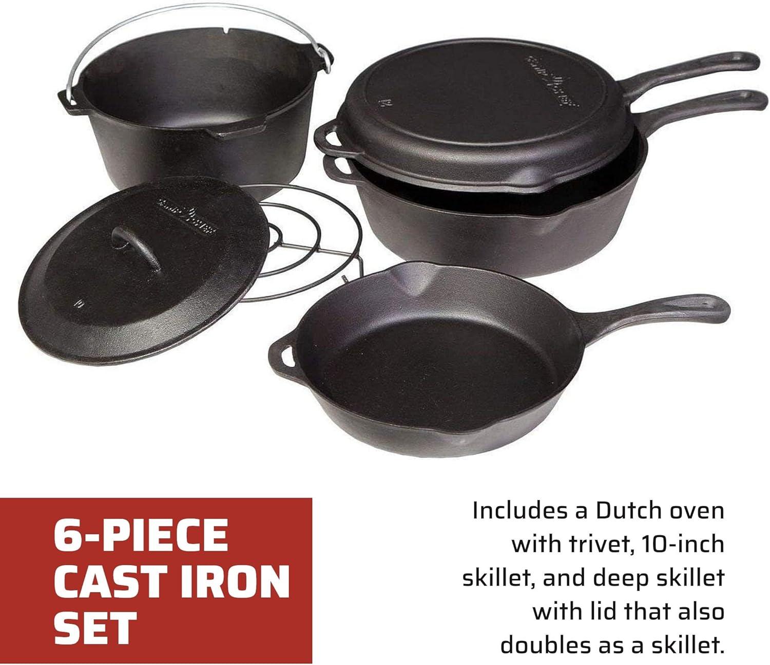 Camp Chef 6 -Pack Cast iron Grill pan set