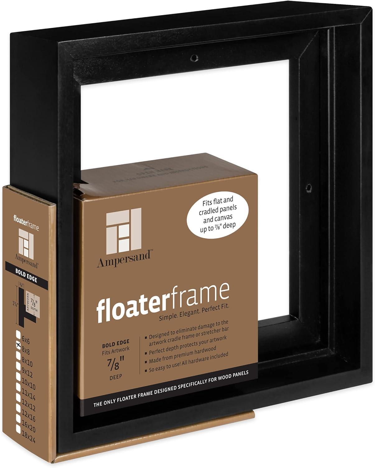 Classic Black Wood Floating Wall Frame for 8" x 8" Art