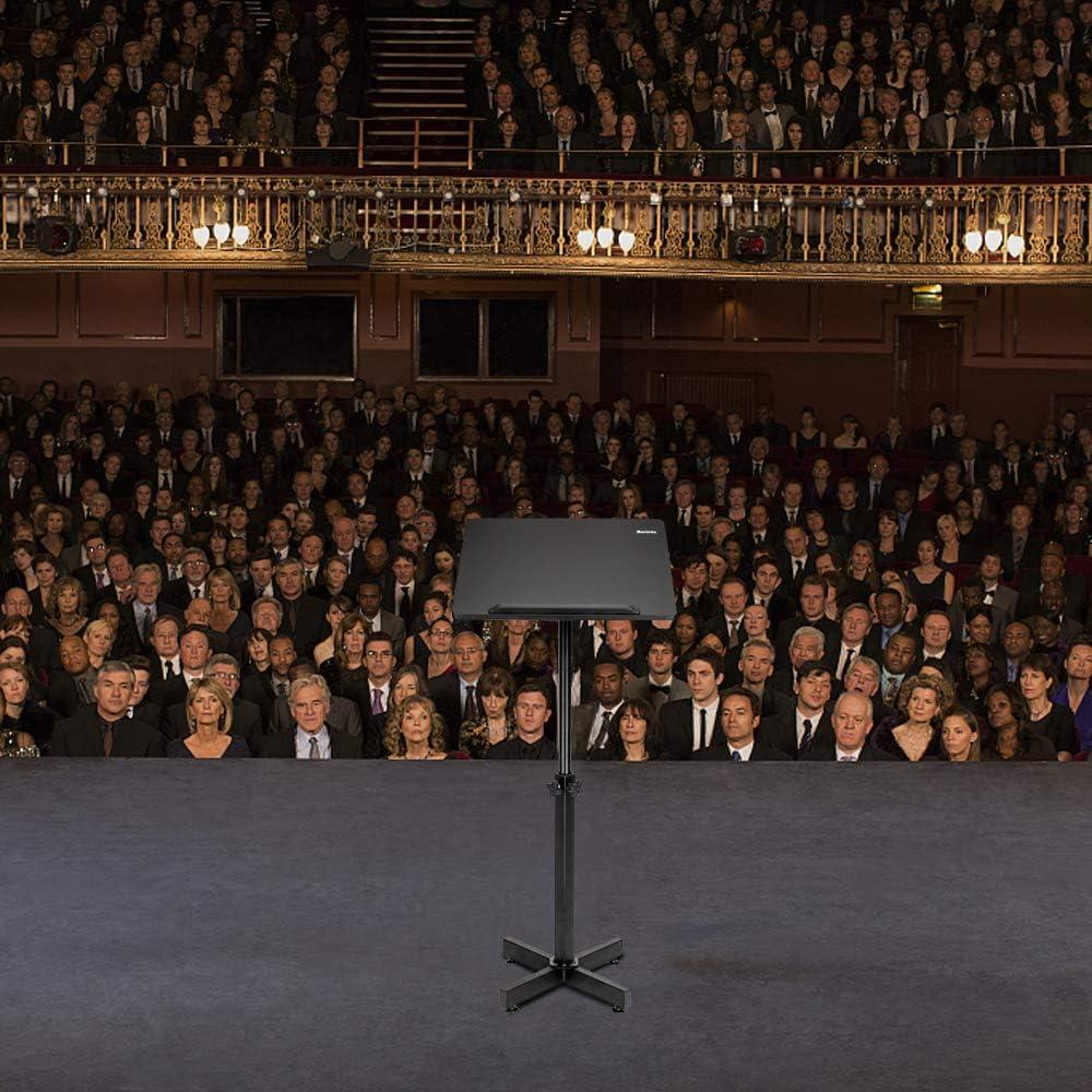 Bonnlo Classic Lectern Podium Stand, Height Adjustable Mobile Podium, Multi-Purpose Tabletop for Speech, Lecture, Church, Reading or Laptop Desk with Edge Stopper, Black