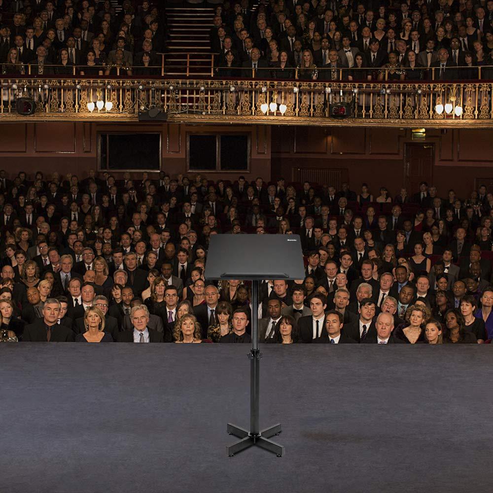 Bonnlo Classic Lectern Podium Stand, Height Adjustable Mobile Podium, Multi-Purpose Tabletop for Speech, Lecture, Church, Reading or Laptop Desk with Edge Stopper, Black