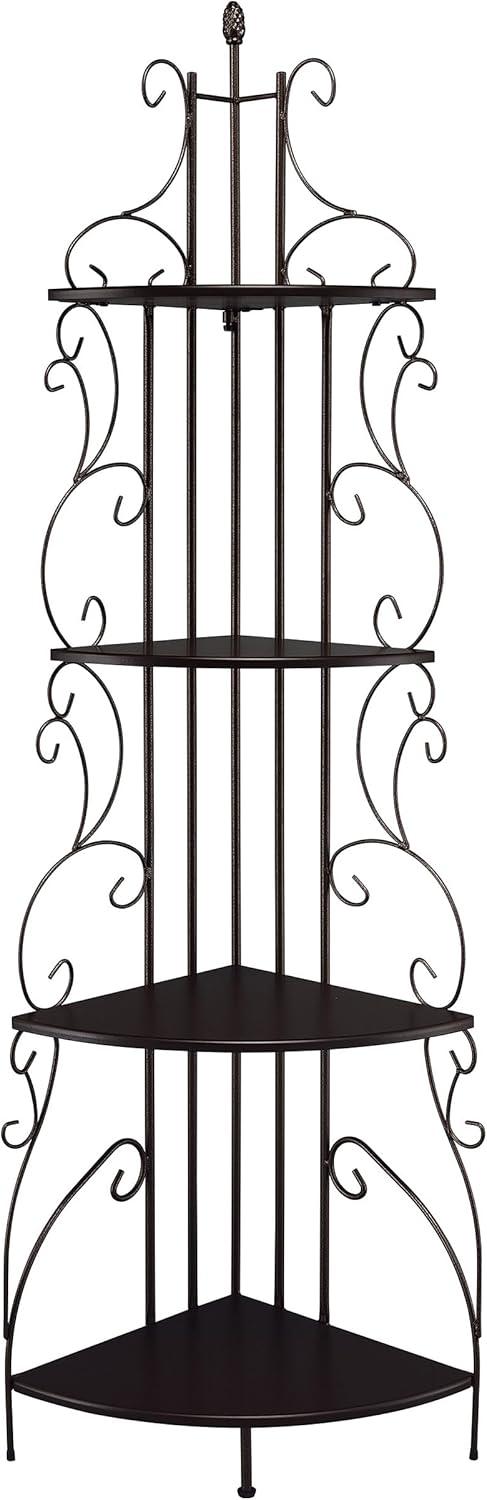 Coaster 4 Shelves Traditional Metal Corner Bookcase in Copper