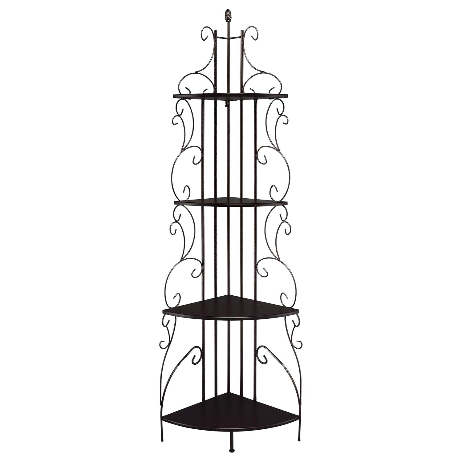 Coaster 4 Shelves Traditional Metal Corner Bookcase in Copper