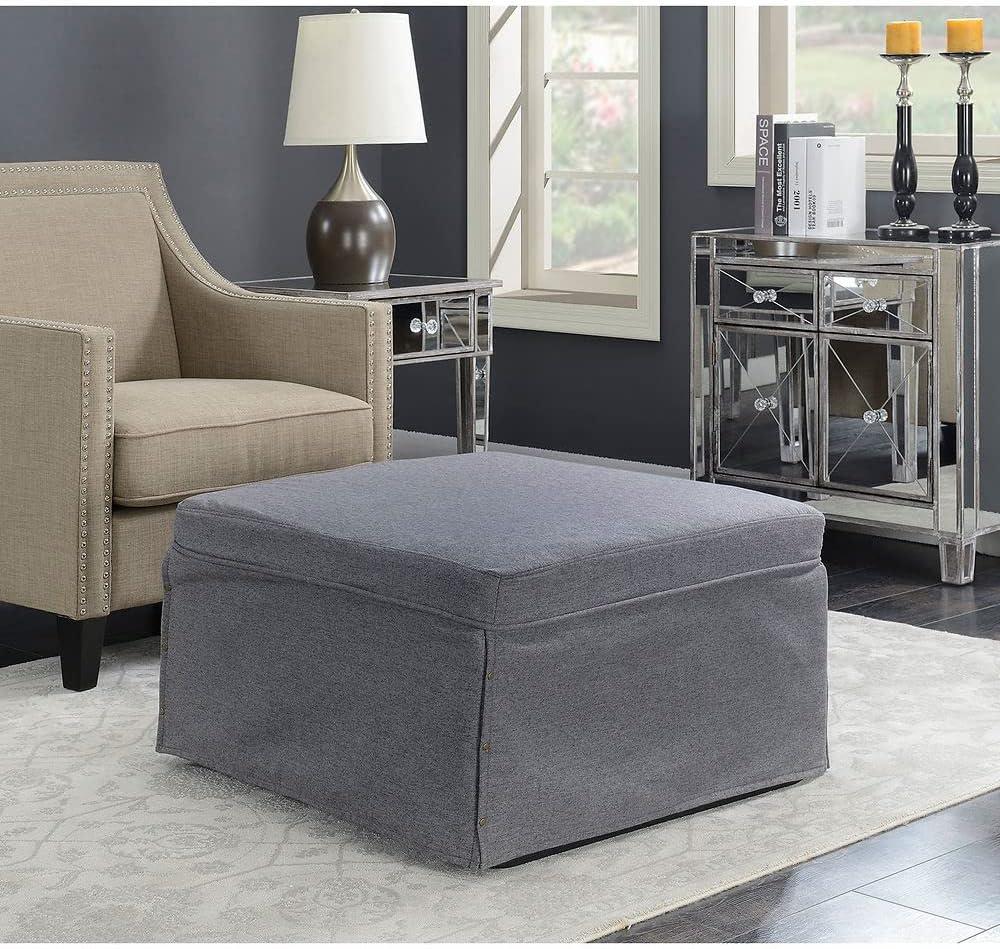 Gray Steel Folding Bed Ottoman with Storage