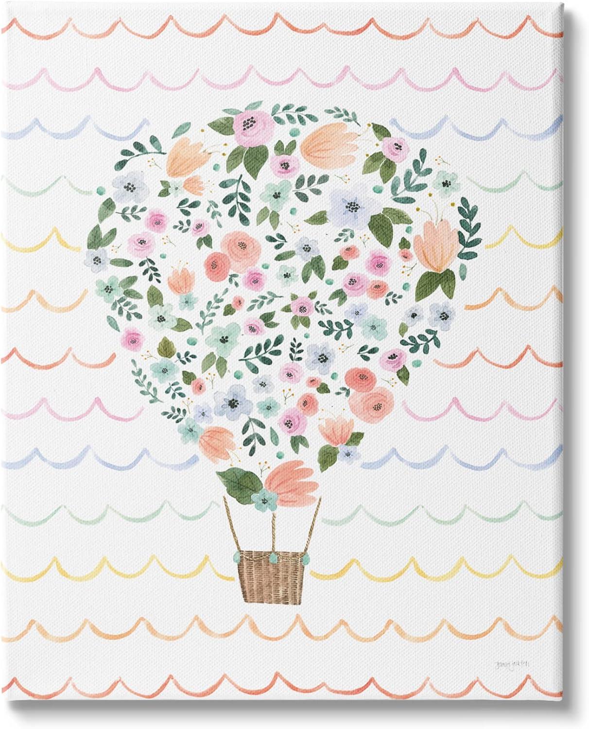 Children's Floral Hot Air Balloon Canvas Wall Art