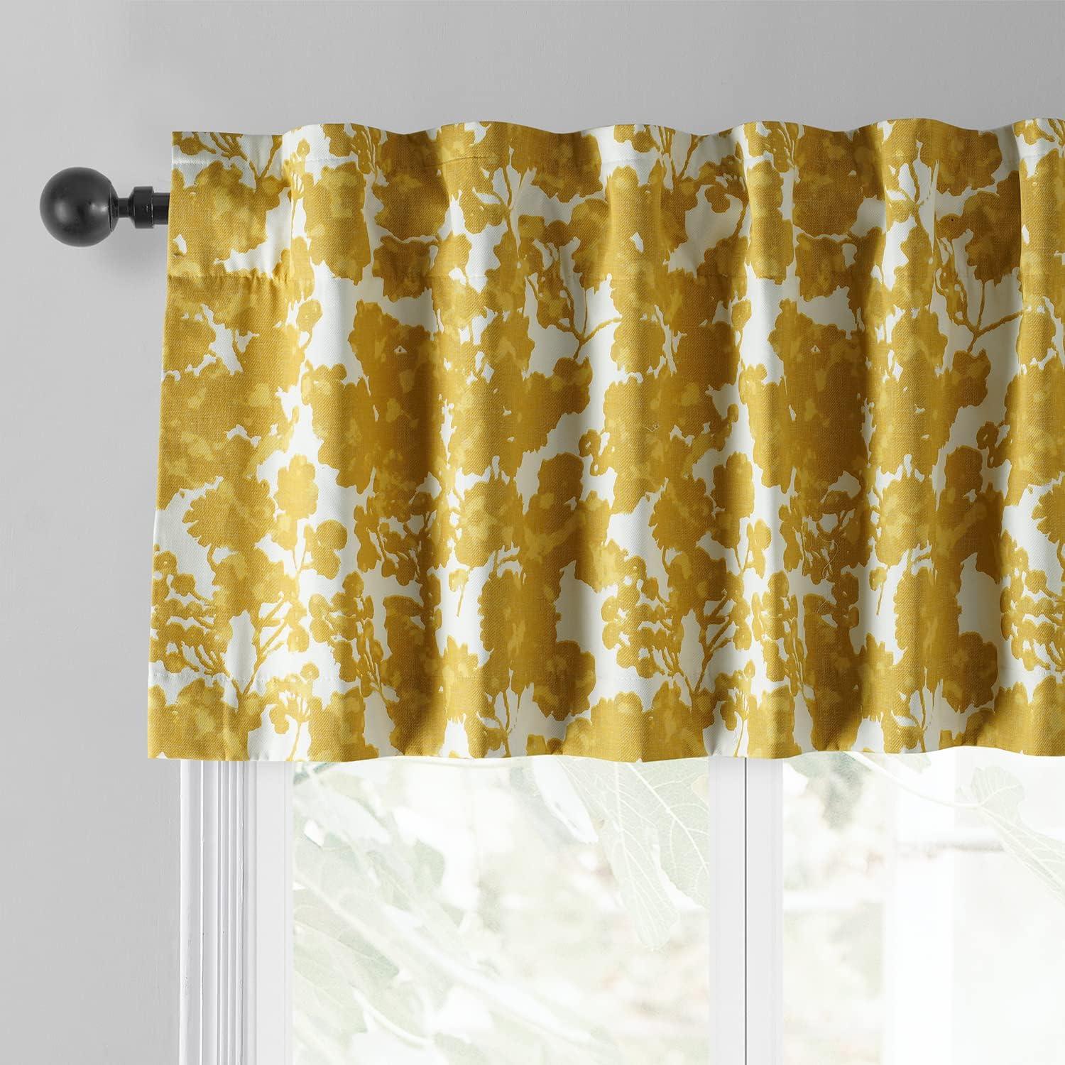 Fleur Blue Printed Cotton Rod Pocket Window Valance - 50 in. W x 19 in. L (1 Panel)