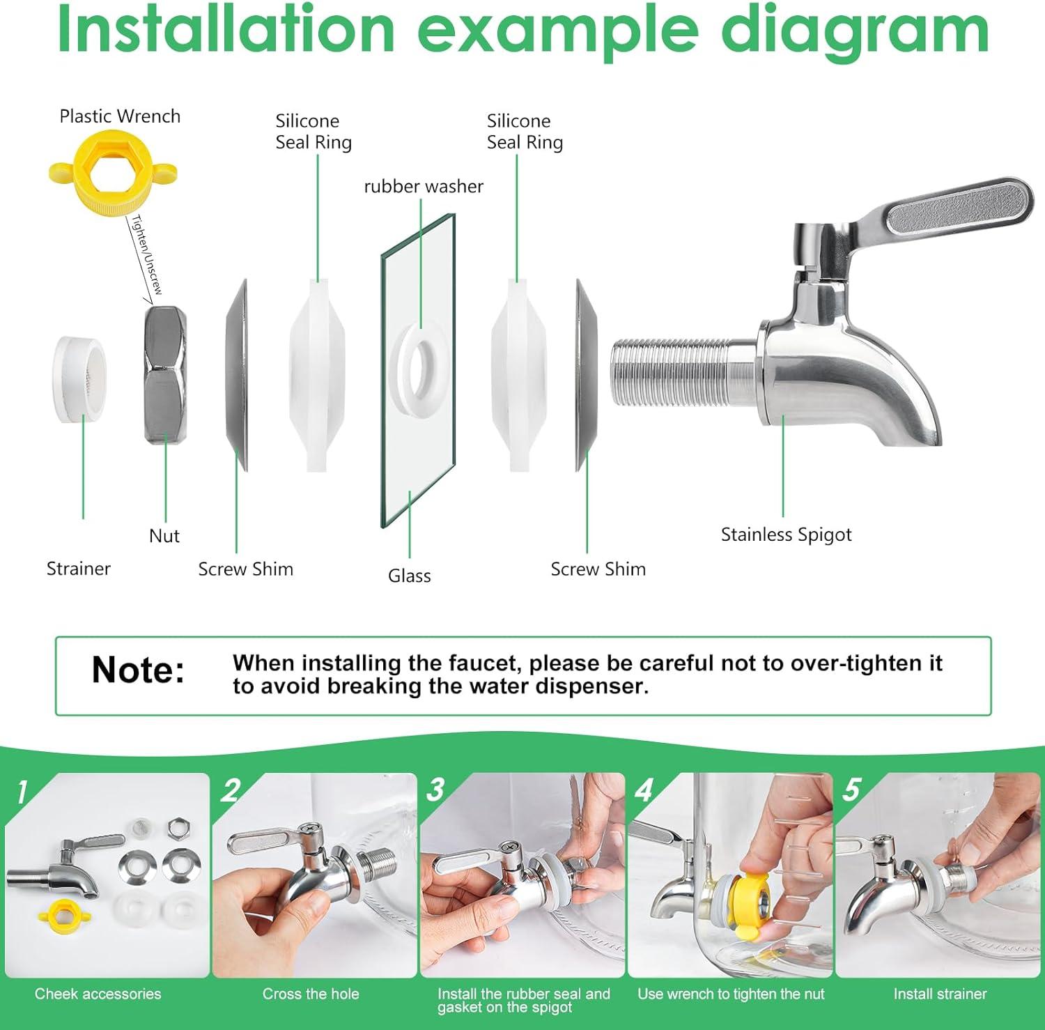 Mint Pantry® 2 Gallon Drink Dispenser For Parties(7600ML), 1 Pack Leak Proof Beverage Dispenser With Stand AND Handle, Glass Water Dispenser With Stainless Steel Spigot & Scale Mark & Chalkboard