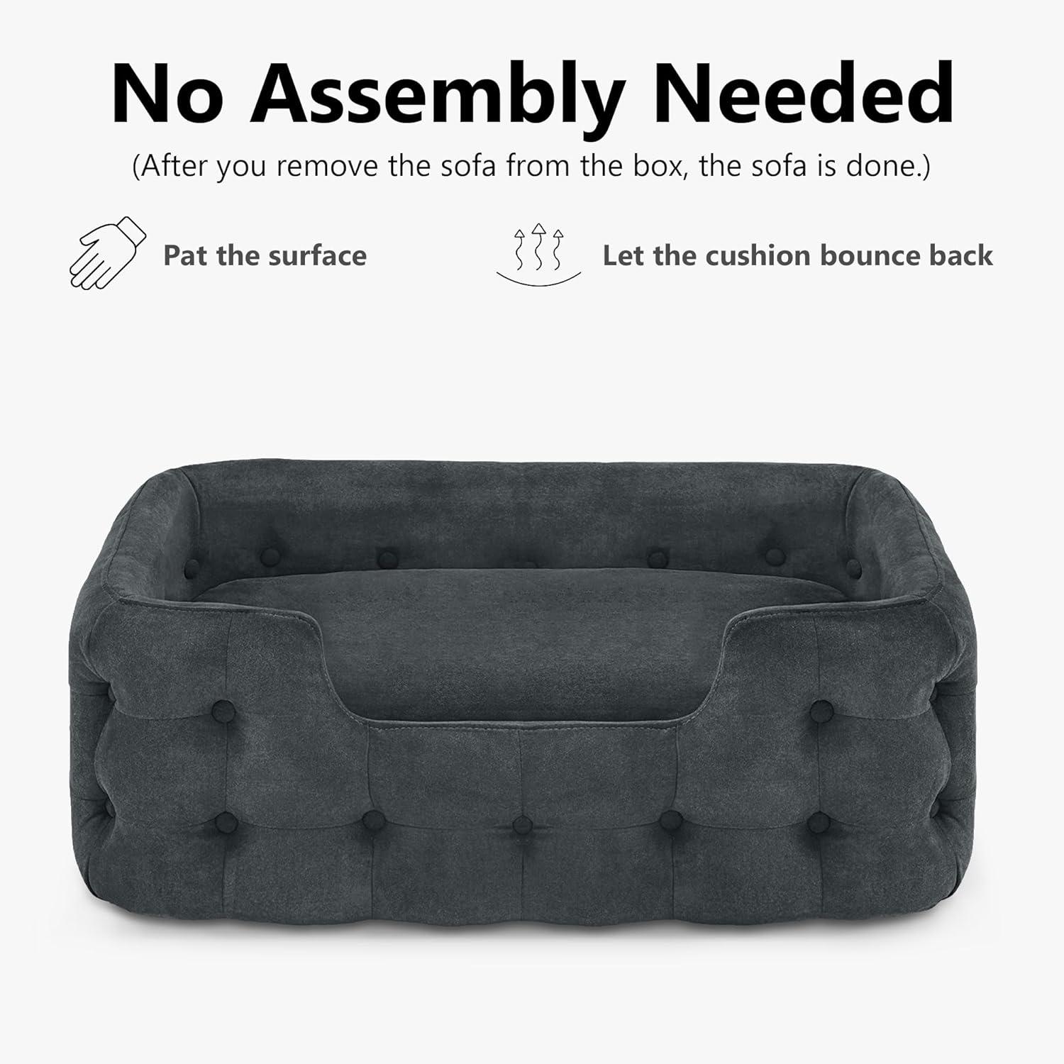 MCombo Dog Sofa Bed, 33 Inches Length Foam Pet Bed with Washable Cushion Cover, Modern Pet Couch for Small Medium Dogs, 0553 (Blackish Green)