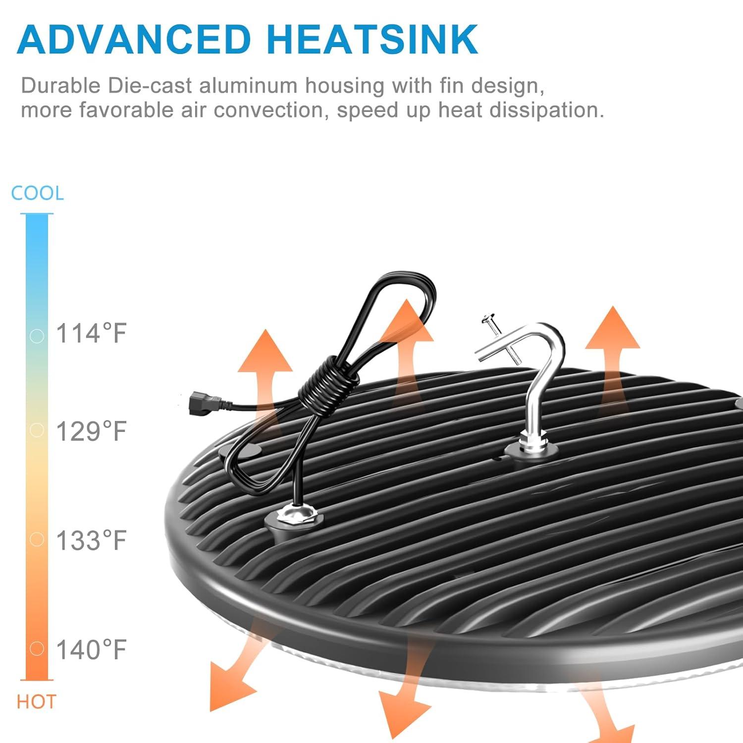 Lightdot 100W LED High Bay Light for Shop/Barn 5000K 14000LM (Eqv. to 400W HPS/MH) High Bay LED Lights with Plug for Commercial Warehouse Lighting-ETL Listed 5Pack