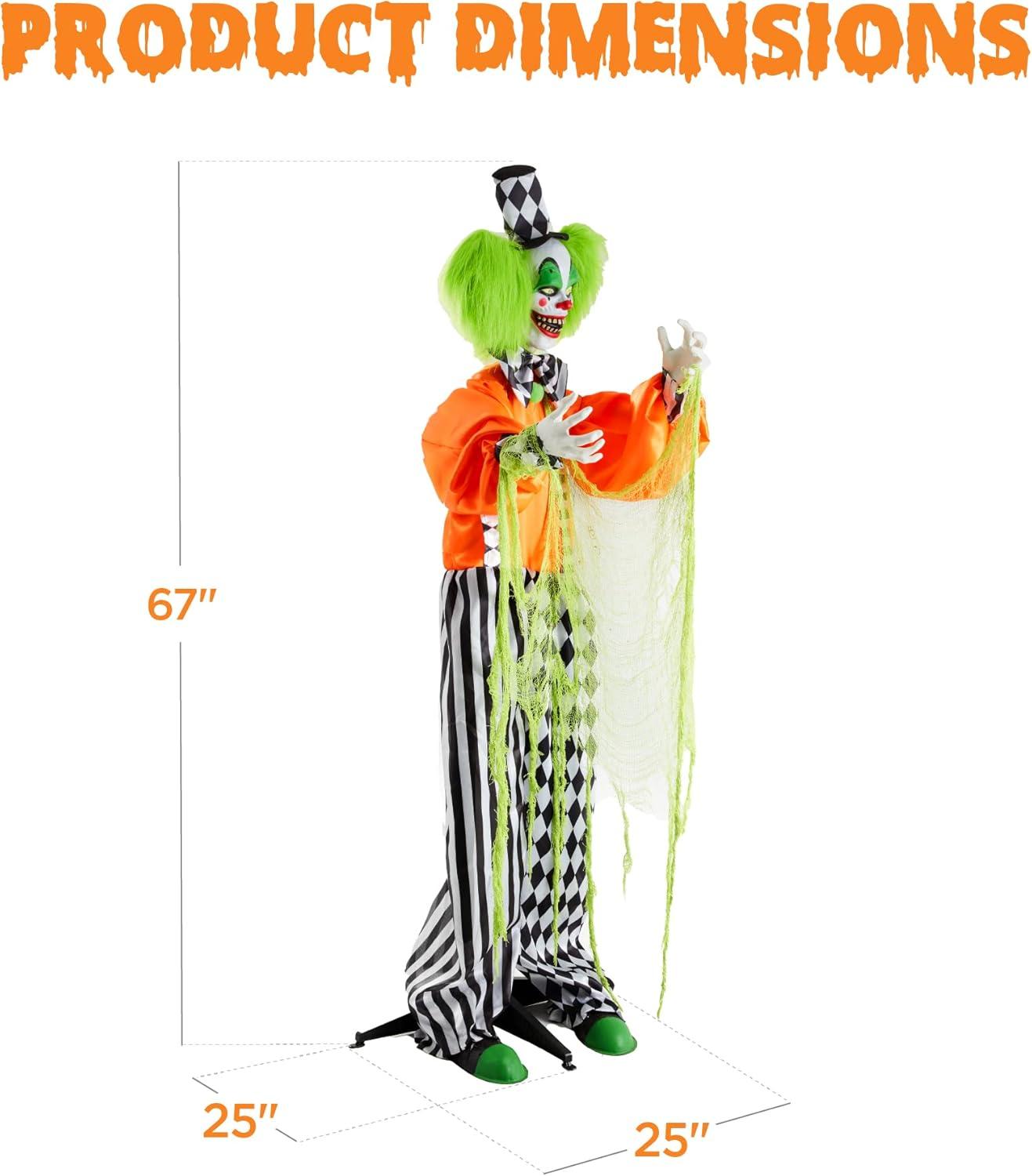 Best Choice Products Funhouse Freddy The Motion Activated Animatronic Killer Clown Halloween Prop w/ Pre-Recorded Lines