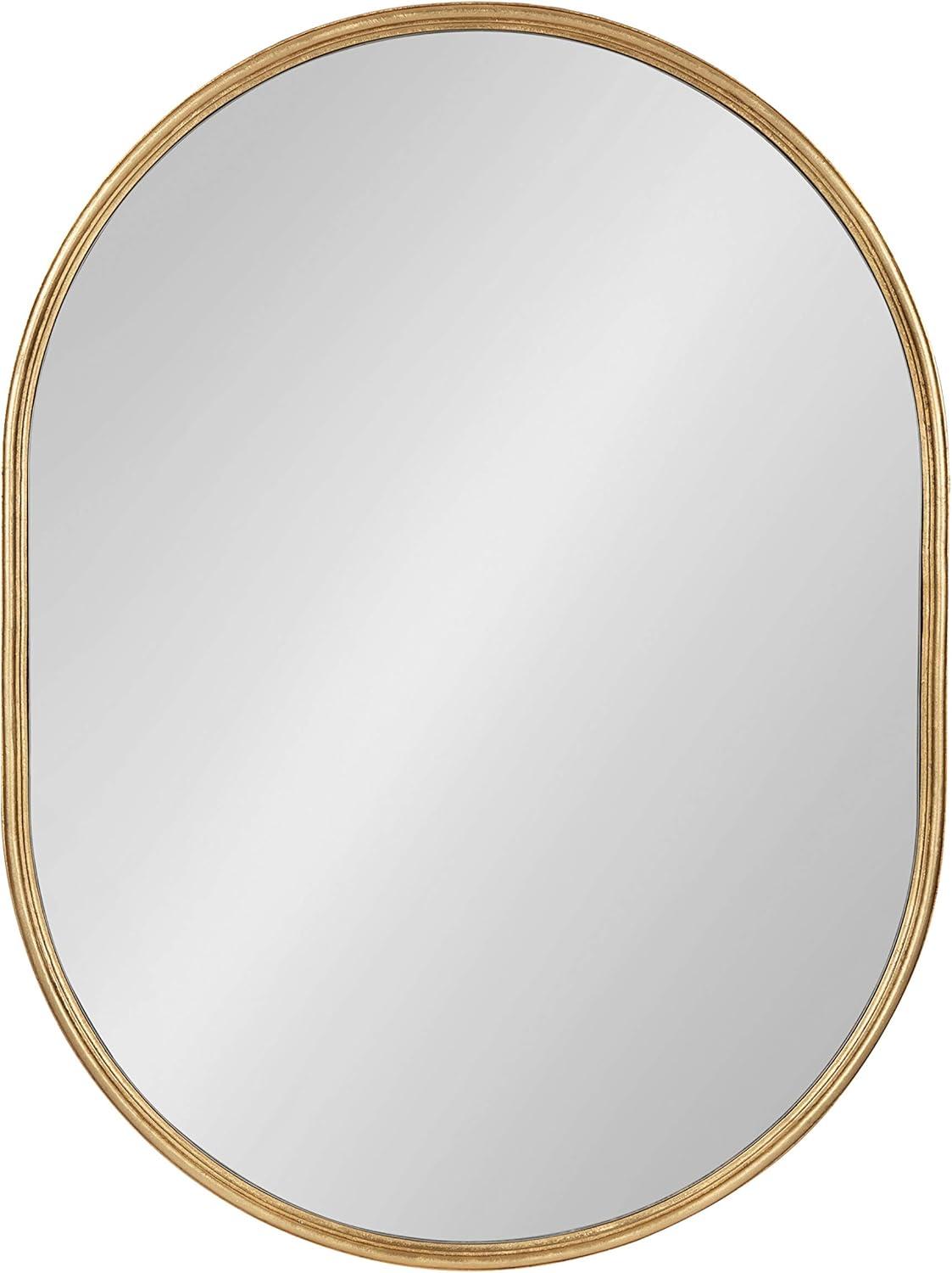 Kate and Laurel Caskill Mid-Century Oval Mirror, 18" x 24", Gold, Capsule-Shaped Accent Mirror for Entryway, Living Room, or Bathroom