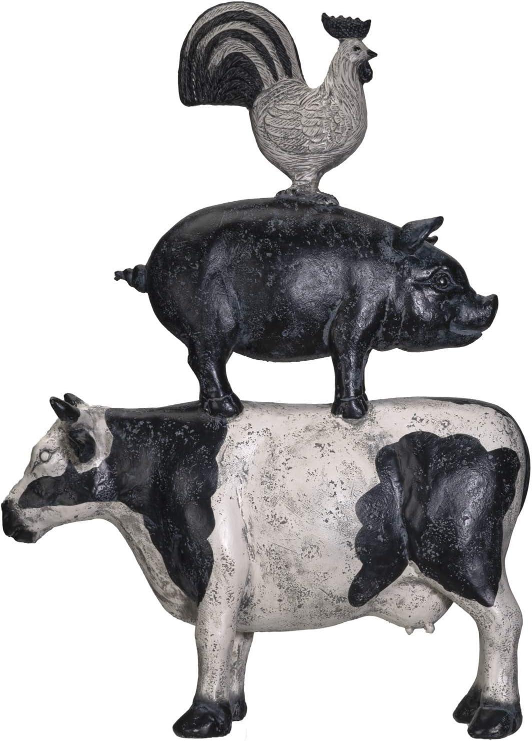 Pacific Giftware American Art Animal Farm Barnyard Stacked Animal Resin Figurine Statue (Cow/Pig/Chicken)