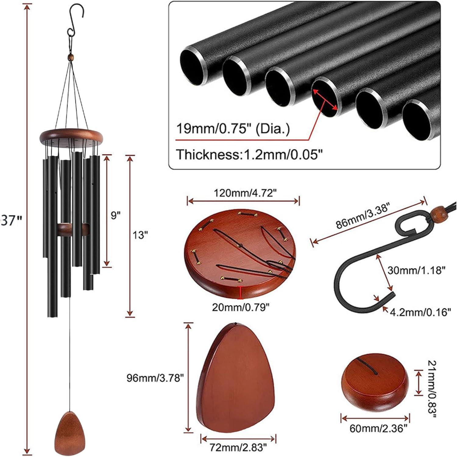 Large Aluminium Wind Chimes 37 Inches to Create a Zen Atmosphere Suitable for Outdoor, Garden, Patio Decoration. Classic Wind Chimes with Wind