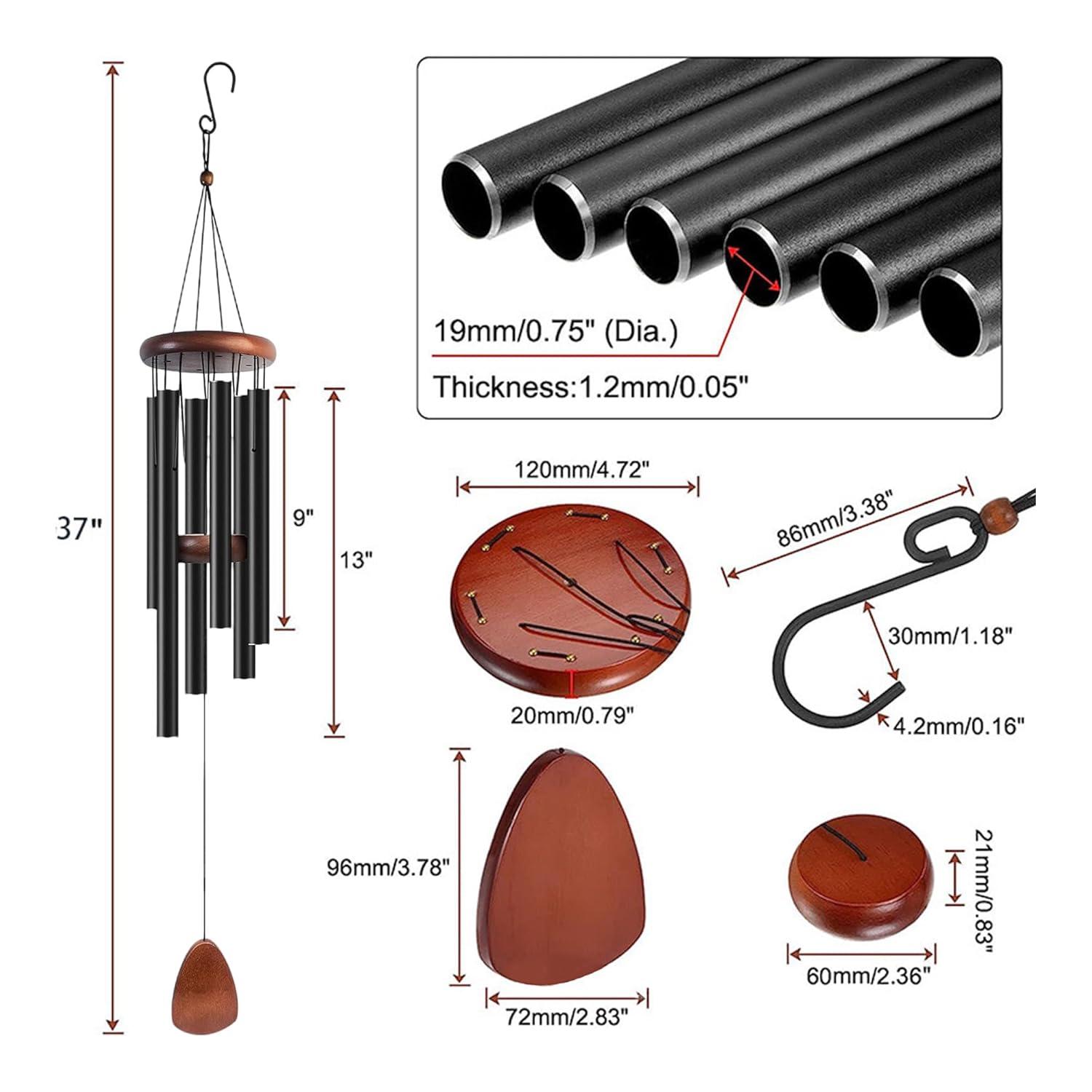 Large Aluminium Wind Chimes 37 Inches to Create a Zen Atmosphere Suitable for Outdoor, Garden, Patio Decoration. Classic Wind Chimes with Wind