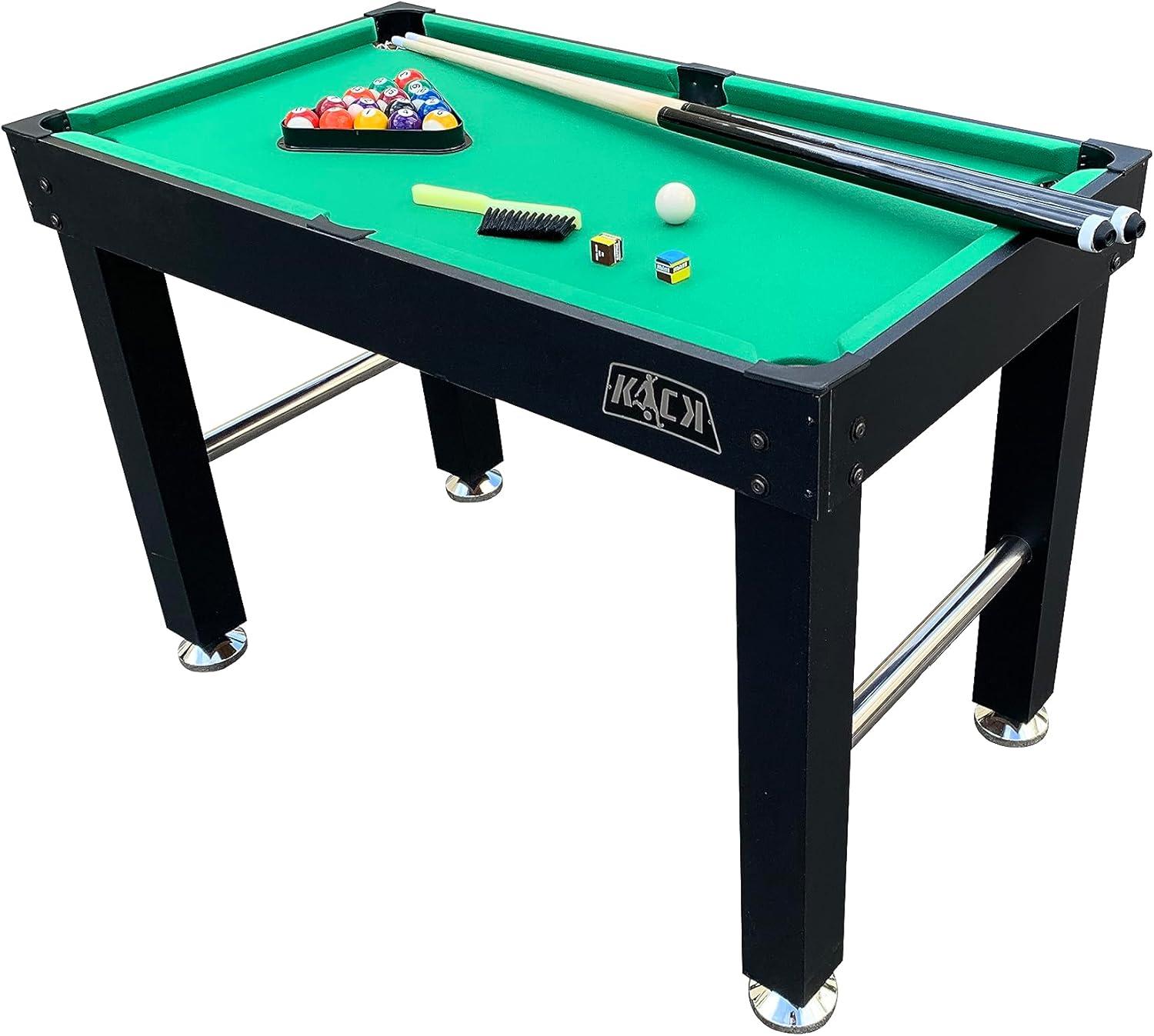 KICK Hexad 48″ 6-in-1 Multi Game Table (Black) - Combo Game Table Set - Billiards, Foosball, Glide Hockey, Table Tennis, Mini-Shuffleboard, and Mini-Bowling for Home, Game Room, Friends and Family!