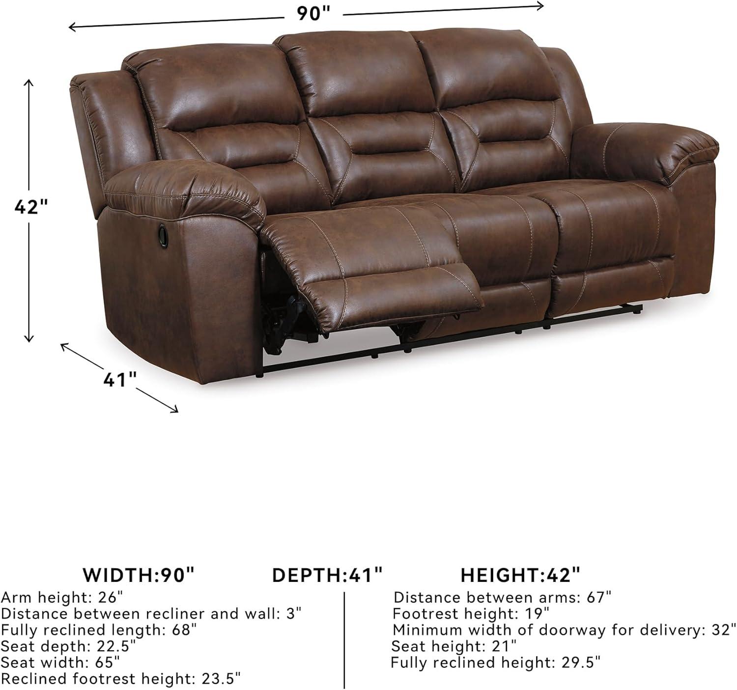 Signature Design by Ashley Stoneland Reclining Sofa in Chocolate