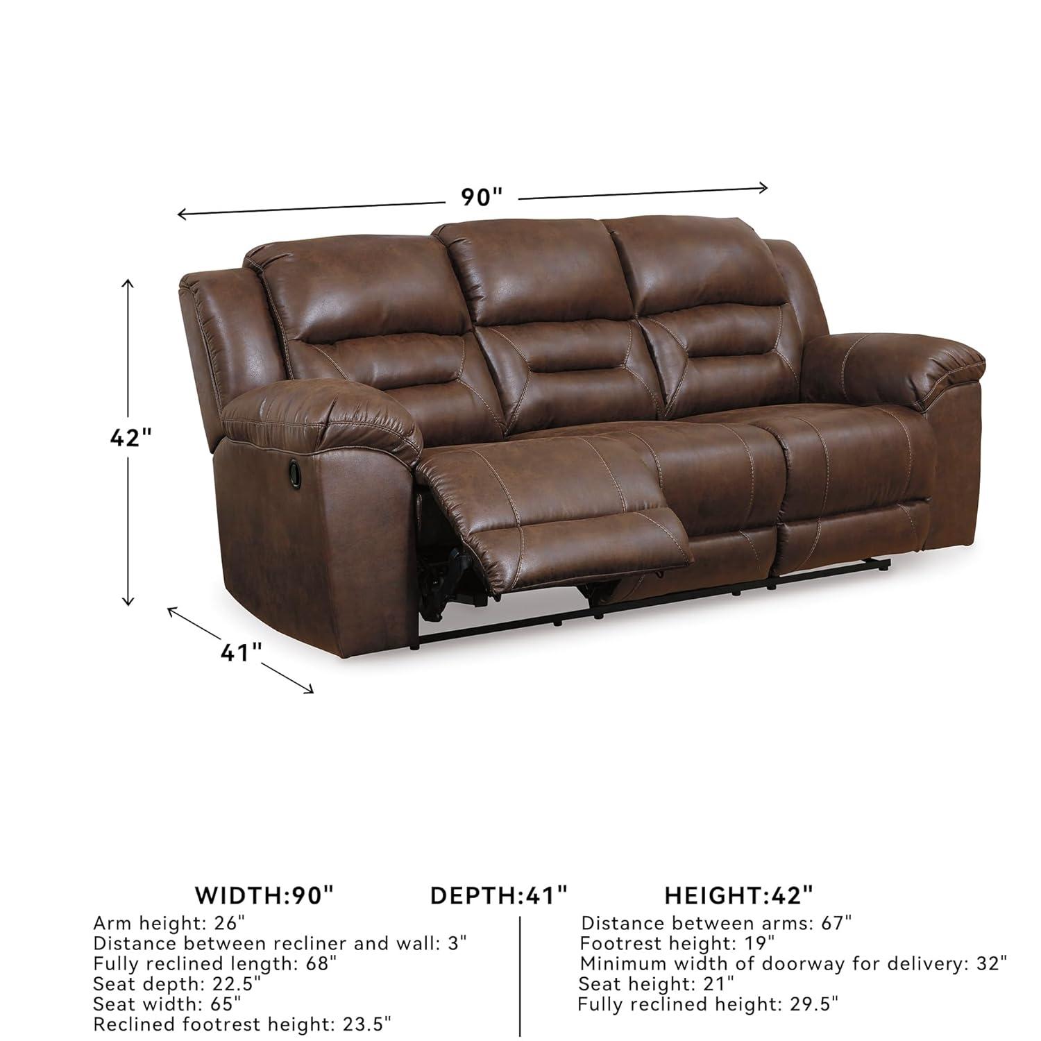 Signature Design by Ashley Stoneland Reclining Sofa in Chocolate