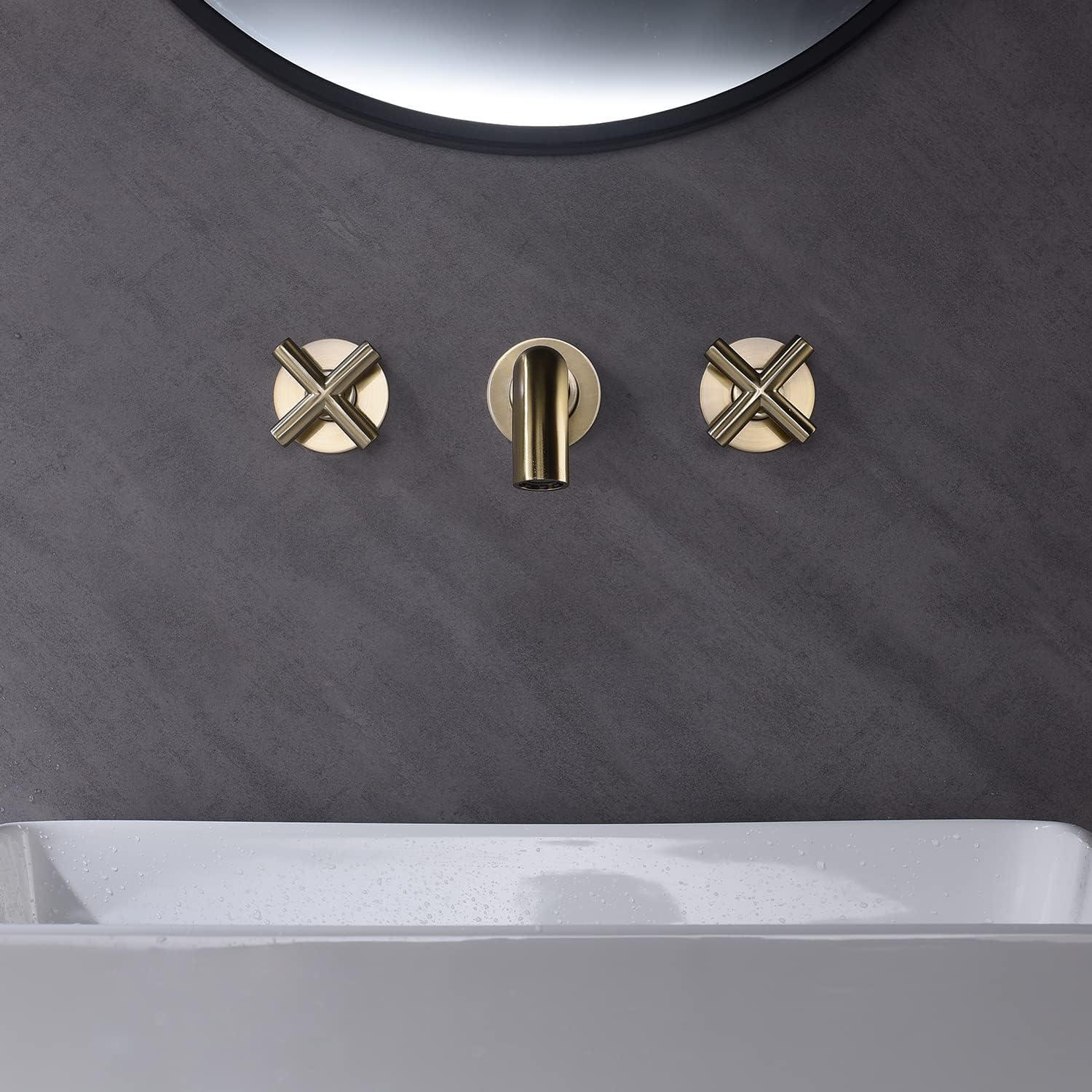 2-Handle 2-Hole Wall Mounted Bathroon Sink Faucet In Spot Resist (Valve Included)