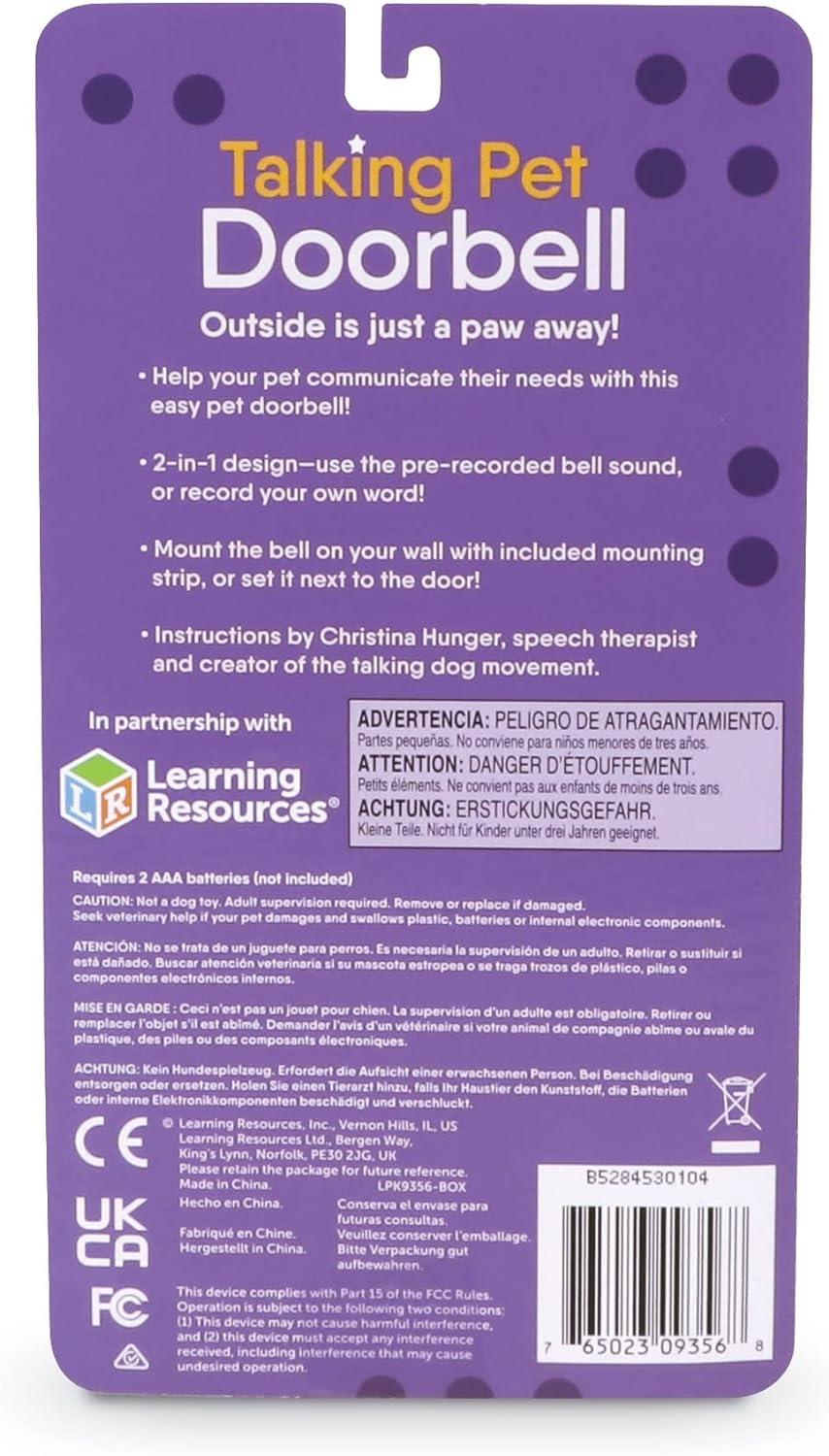 Hunger for Words Talking Pet Doorbell - Recordable Dog Training Toy, Multi-Color