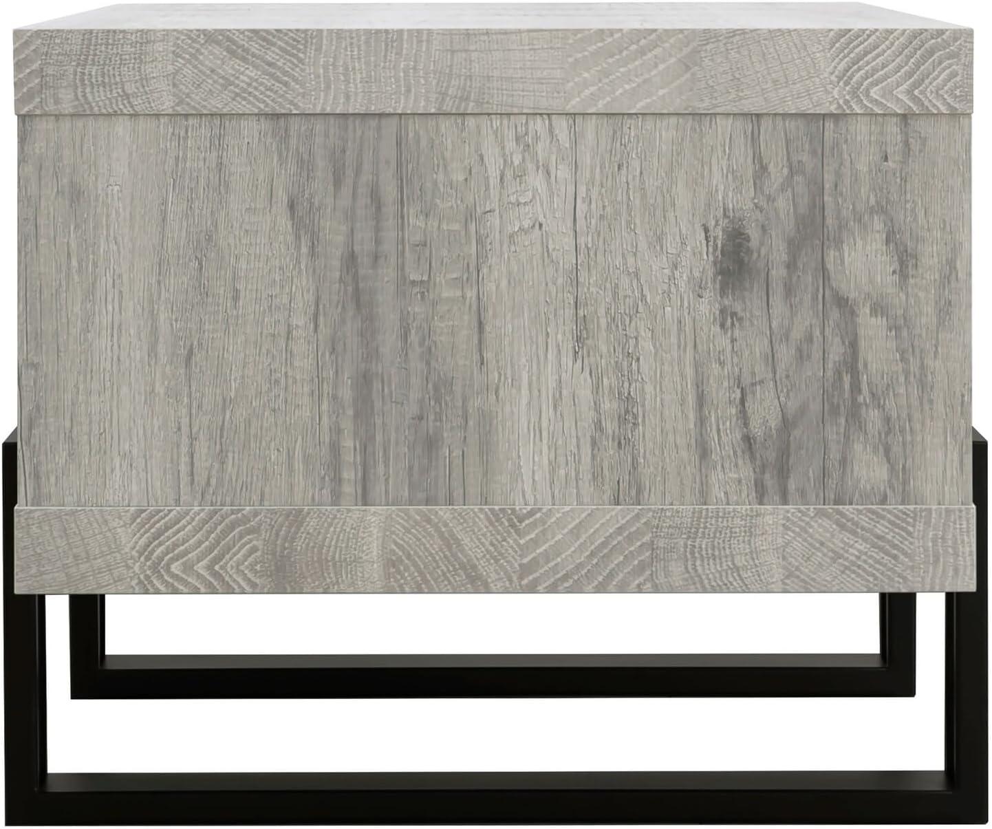 Gray Driftwood and Black Rectangular Wood Coffee Table