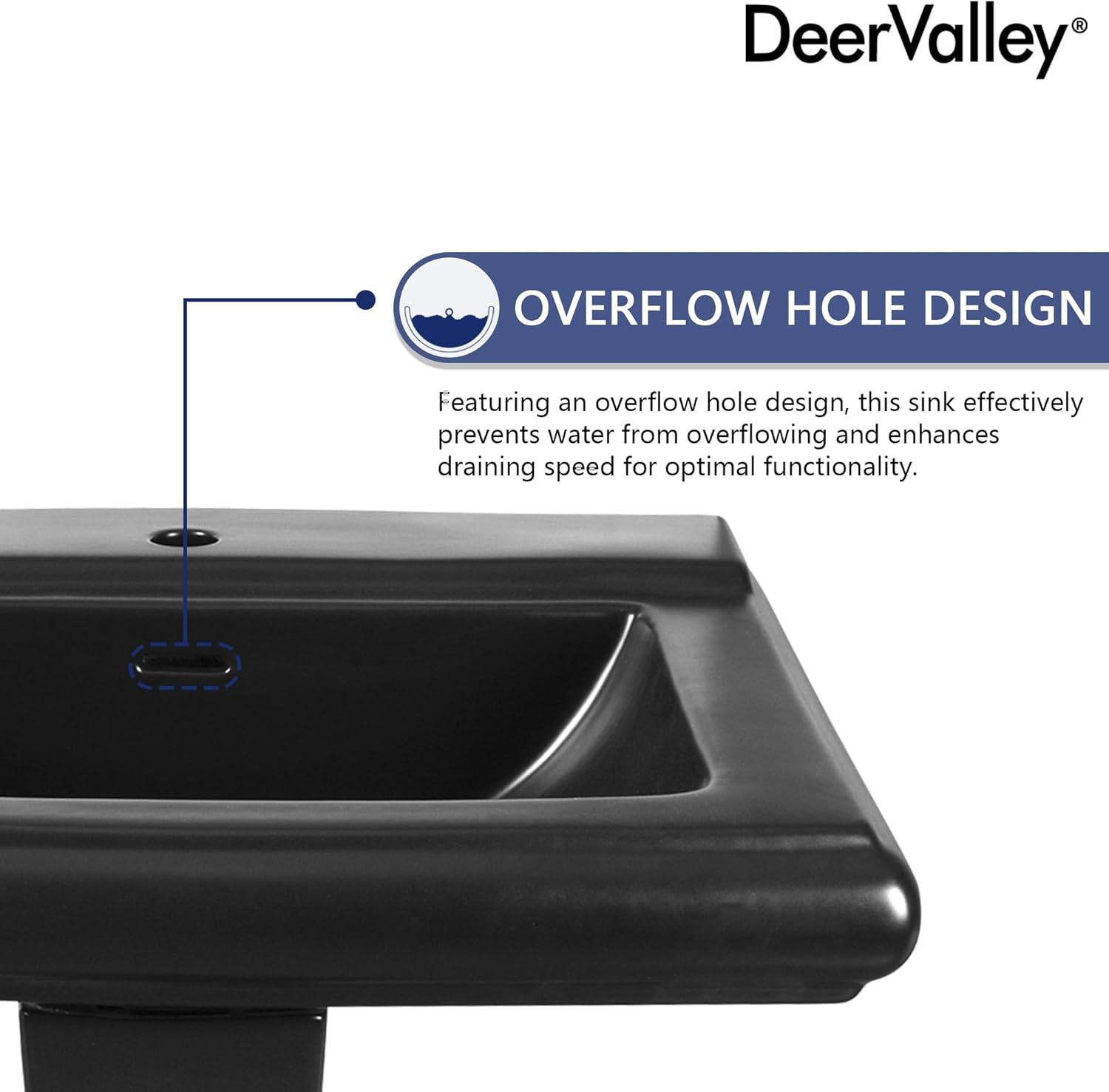 Apex 34" Tall Rectangular Vitreous China Pedestal Bathroom Sink with Overflow