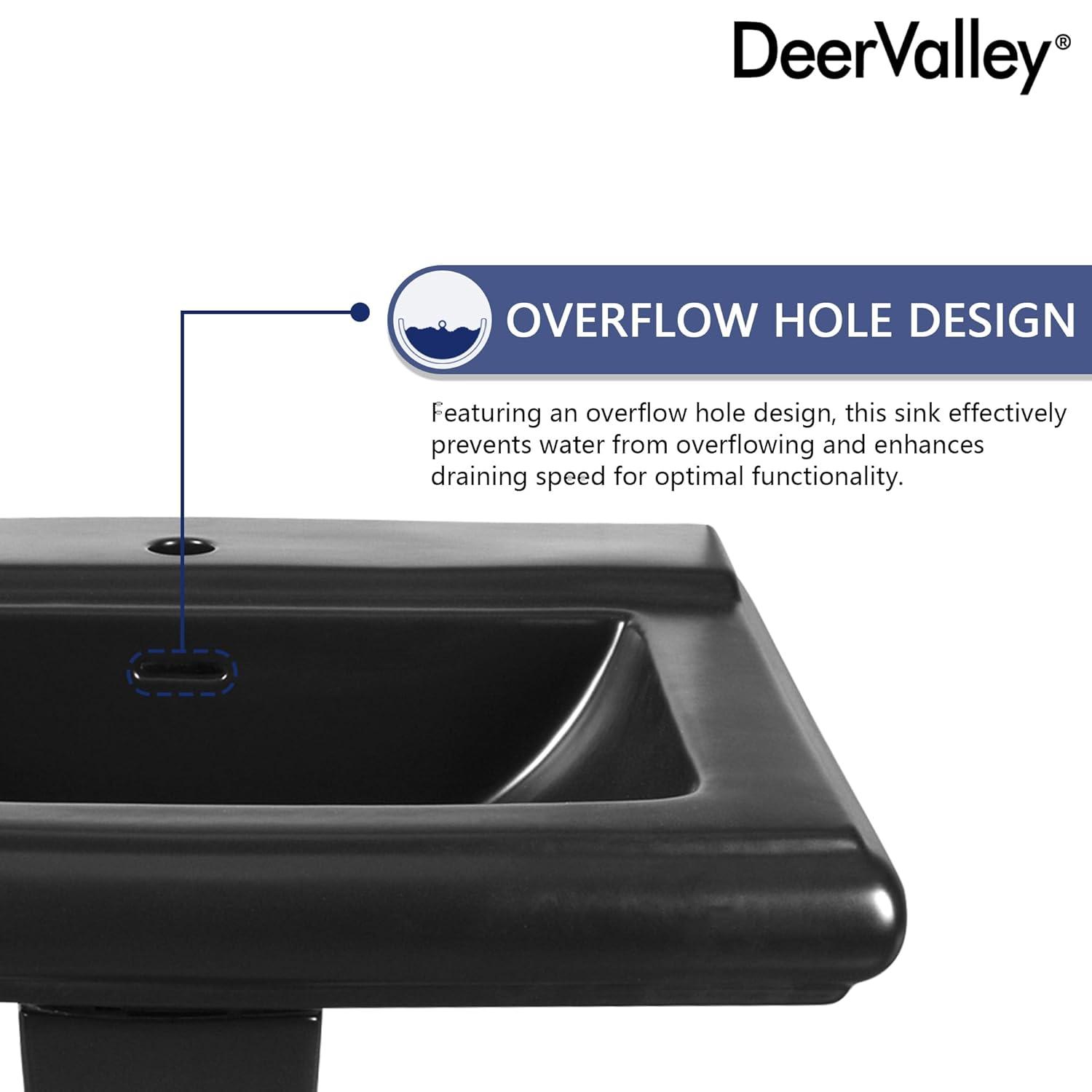 Apex 34" Tall Rectangular Vitreous China Pedestal Bathroom Sink with Overflow