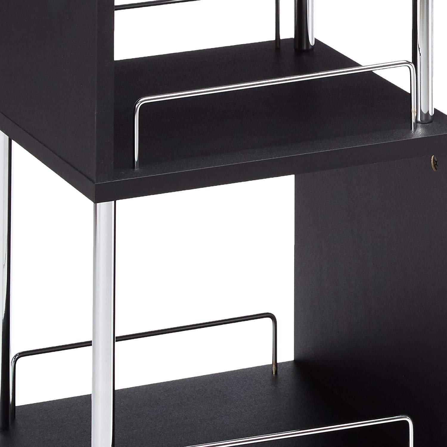 Kings Brand Furniture Minorca Mesa de Bar de Vinos Moderna con Estantes (Negra), Bkack