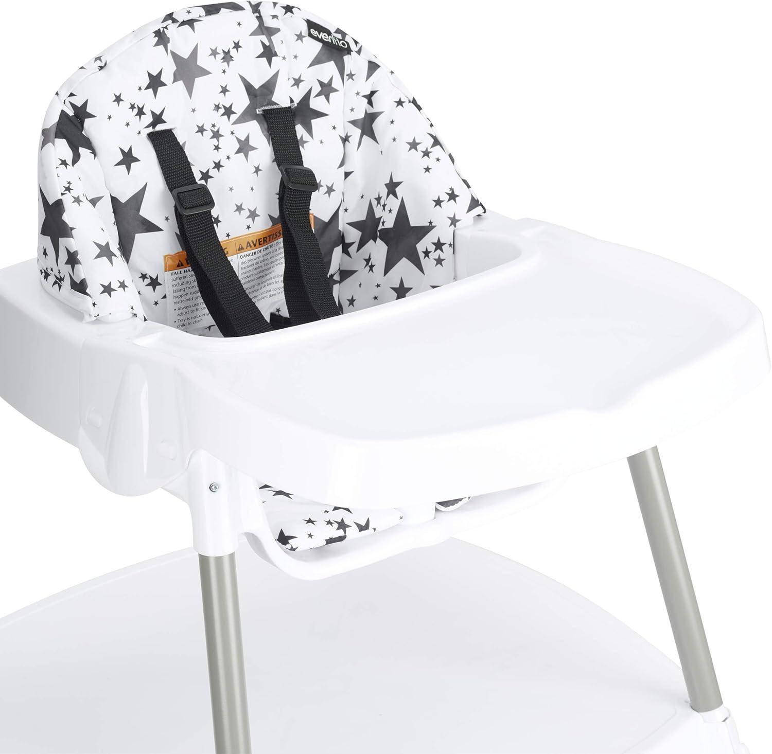 White and Gray 4-in-1 Convertible High Chair with Star Pattern