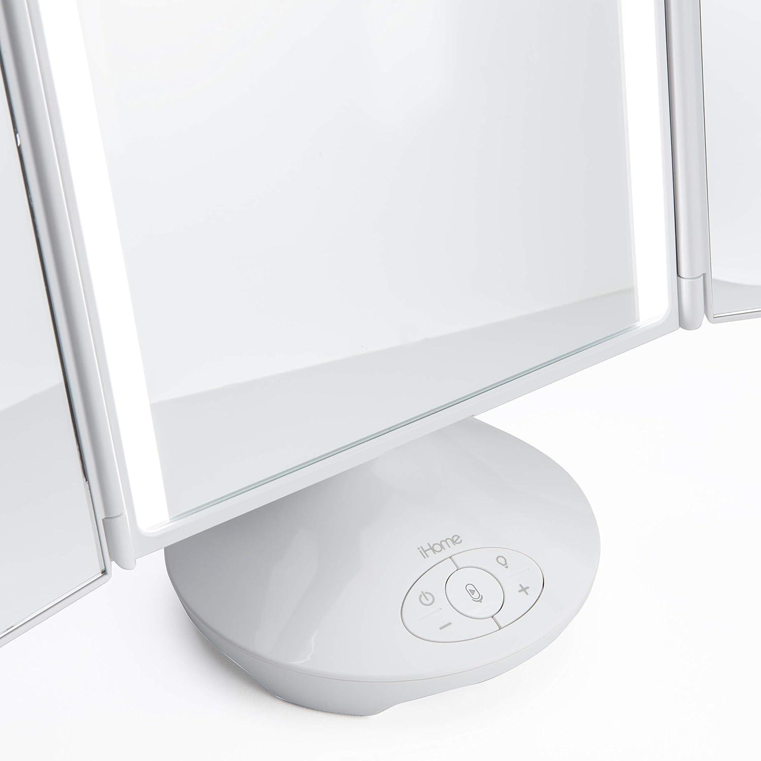 iHome Beauty REFLECT TRIFOLD Vanity Speaker with Bluetooth Audio, Hands-Free Speakerphone, LED Lighting, Siri and Google Support, and USB Charging