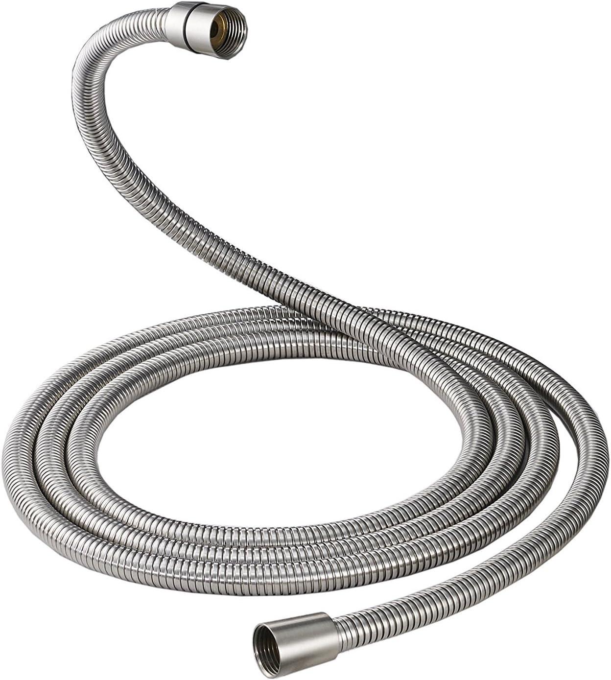 BWE Brushed Nickel 100 Inch Brass Fittings Extra Long Flexible Stainless Steel Replacement Handheld Shower Hose