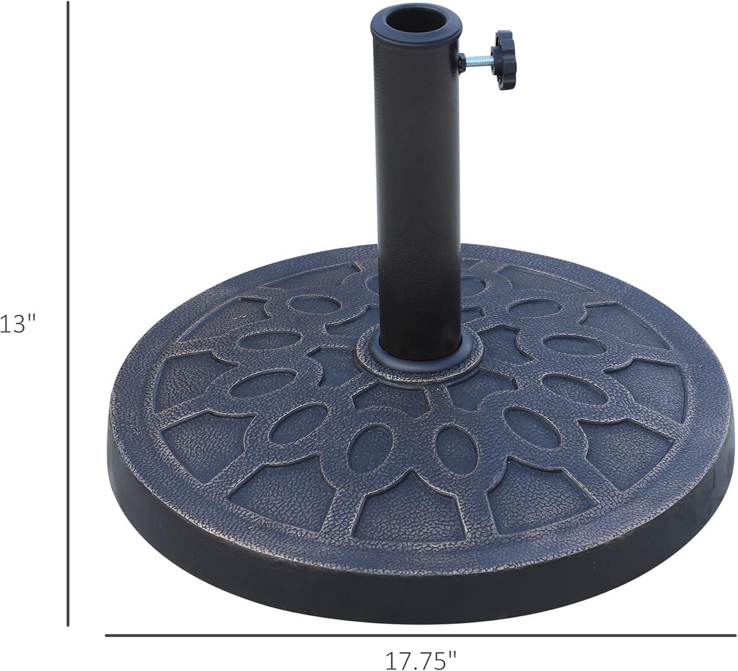 Round Decorative Cast Stone Umbrella Holder Base, Bronze - 17.5 in.