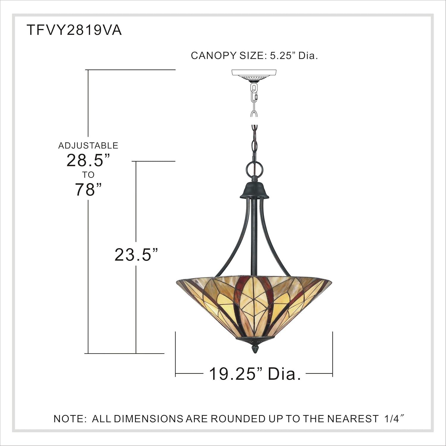 Quoizel TFVY2819VA Victory 3 Light 19 inch Valiant Bronze Pendant Ceiling Light, Naturals