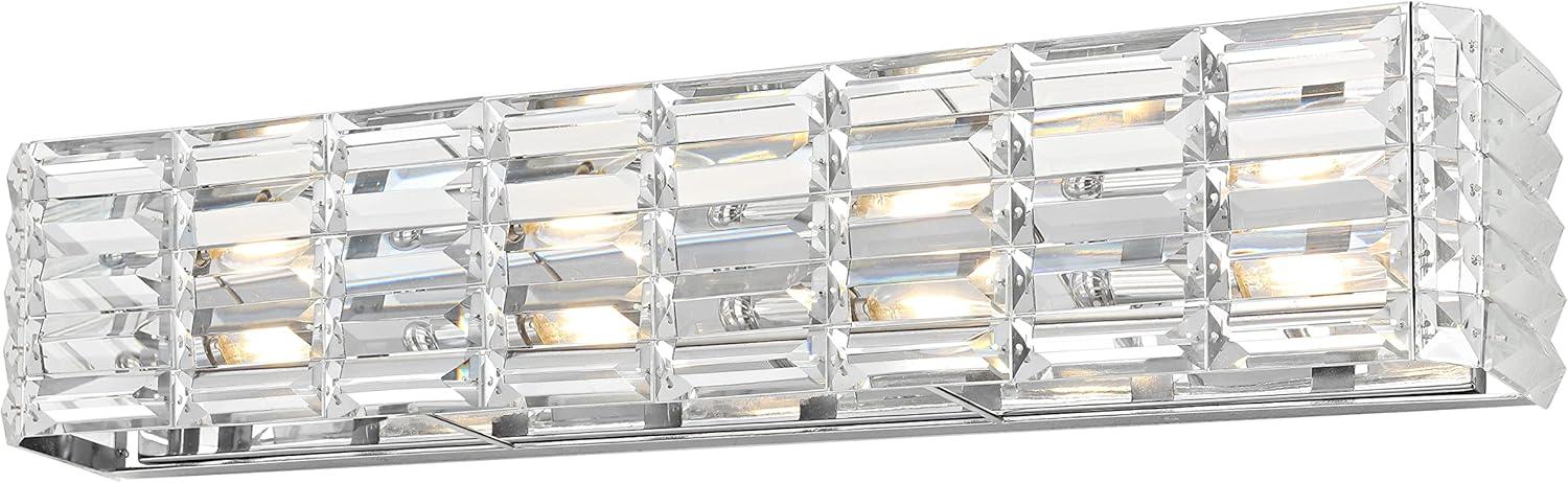 Evelyn Crystal Glam 24" Chrome LED Vanity Light with Mid-Century Flair