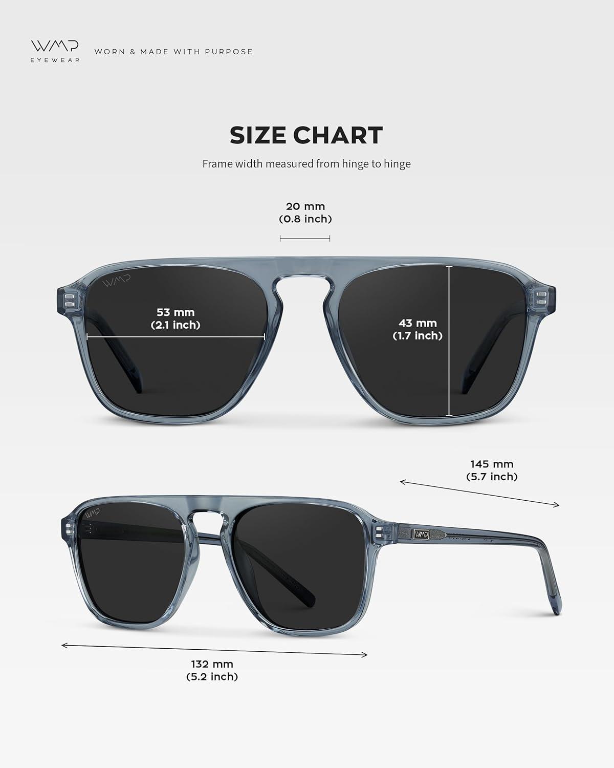 WMP Eyewear Aviator Single Bridge Square Polarized Sunglasses