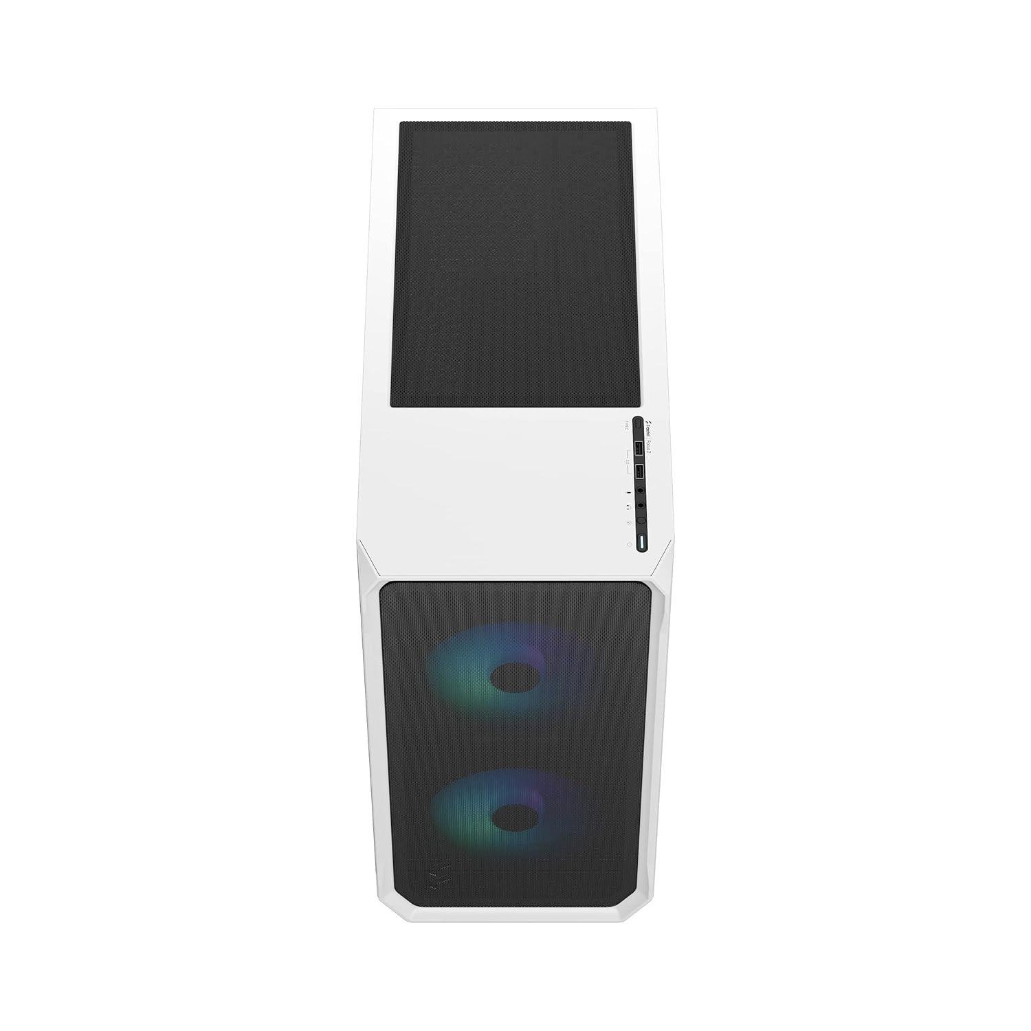 Fractal Design Focus 2 RGB White ATX mATX Mini ITX Clear Tinted Tempered Glass Mid Tower Computer Case