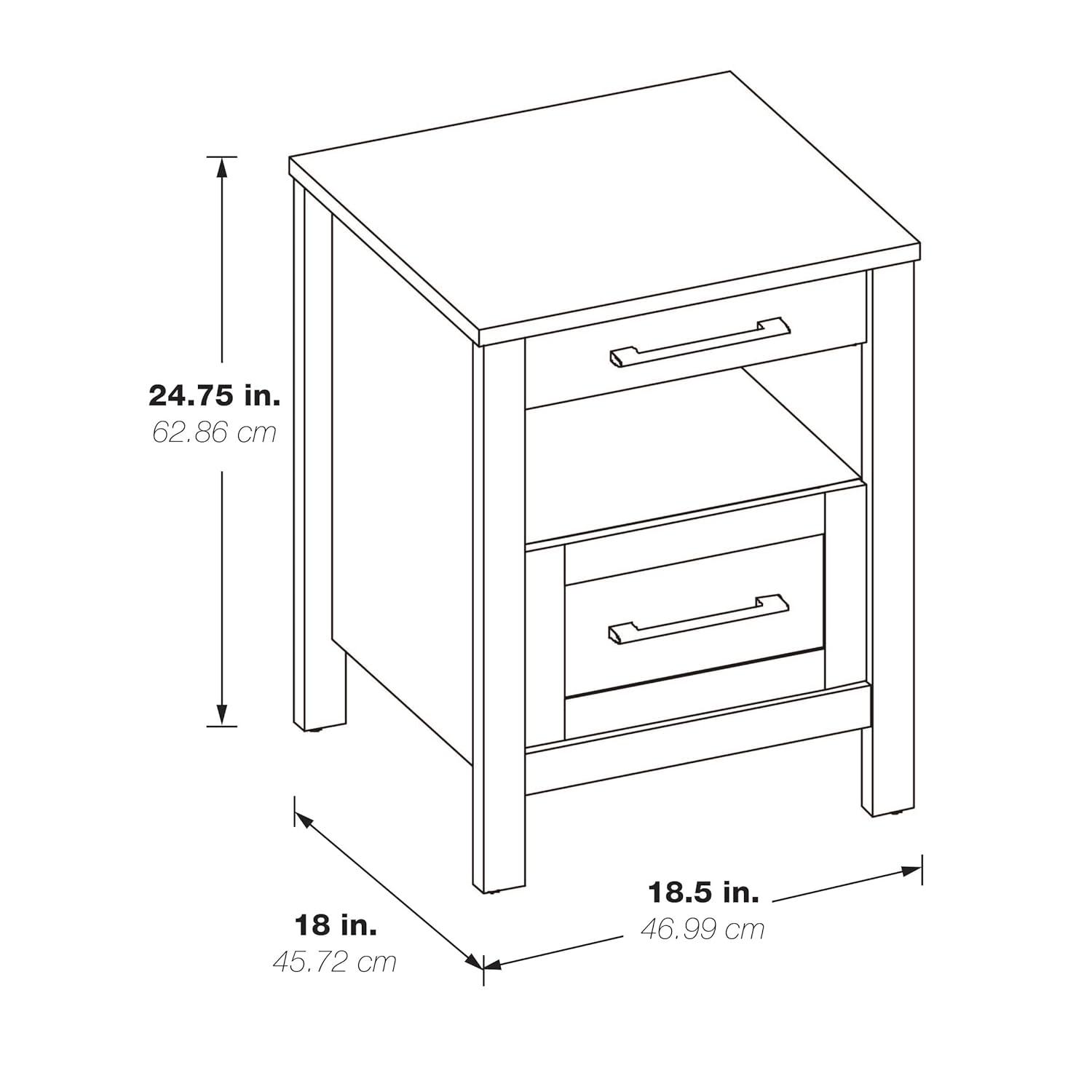 Stonebrook Nightstand with 2 USB Ports in Wood Canyon Oak Finish