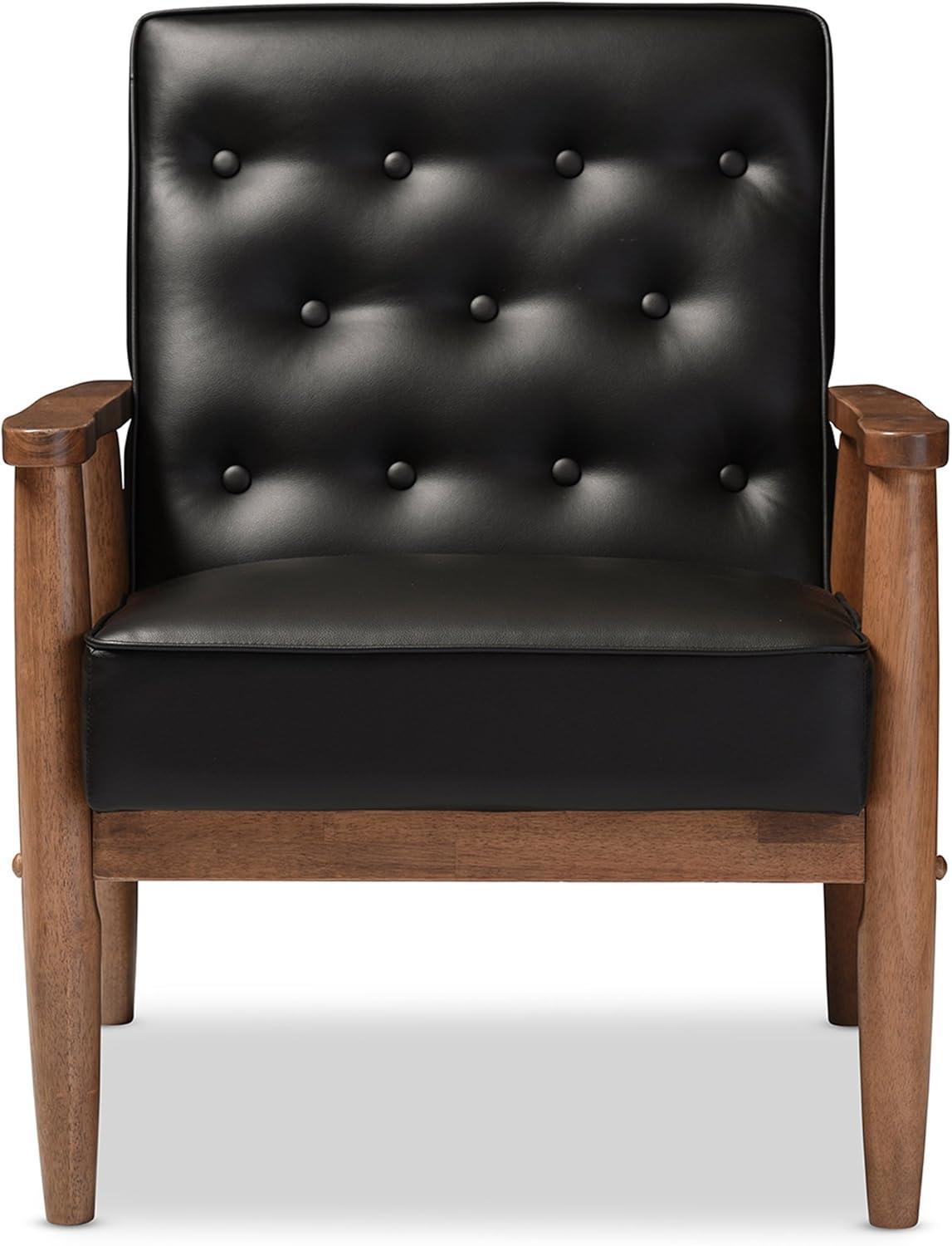 Sorrento Mid - Century Retro Modern Faux Leather Upholstered Wooden Lounge Chair - Baxton Studio